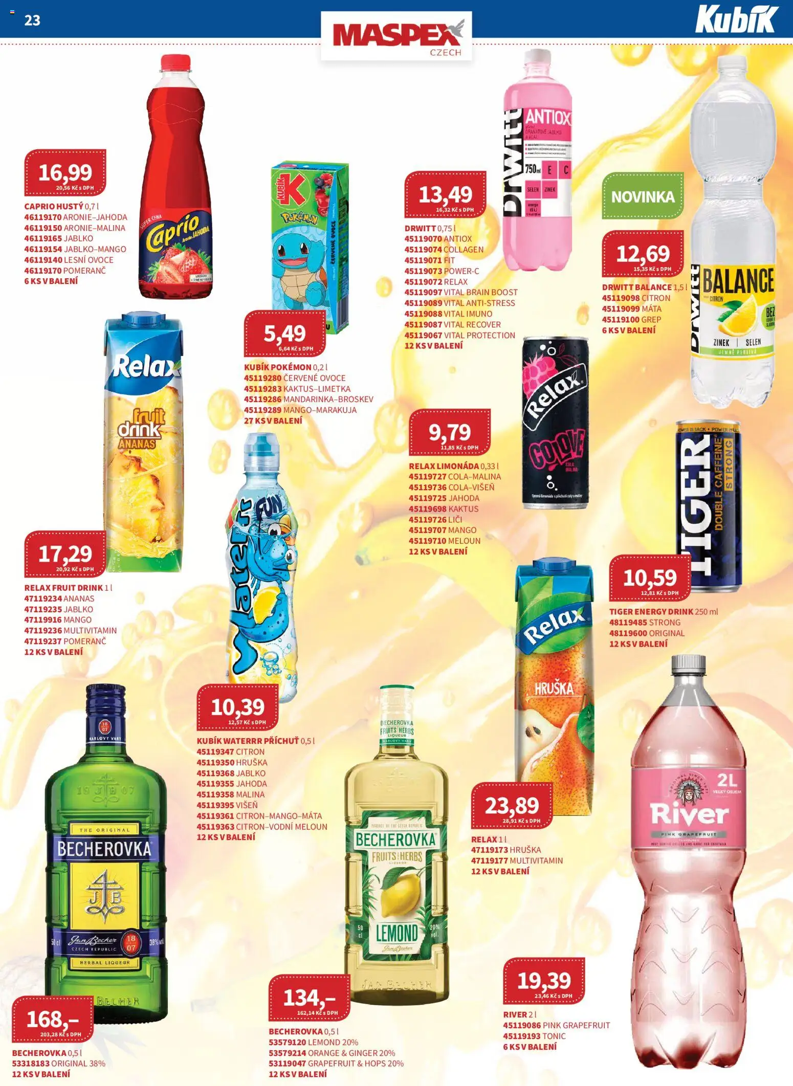 Kubík leták - Velkoobchod 08/2026 od 01.10.2026 | Strana: 23 | Produkty: Tiger energy, Mango, Limonáda, Drwitt
