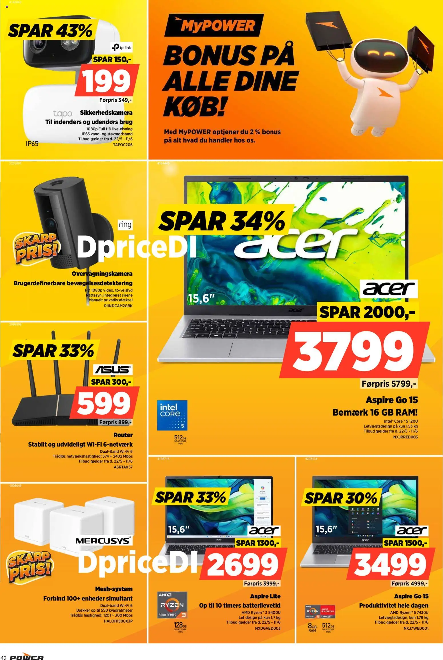 Power tilbudsavis – gyldig fra 22.05.2026 | Side: 42 | Produkter: RAM, Overvågningskamera, Disk, Router