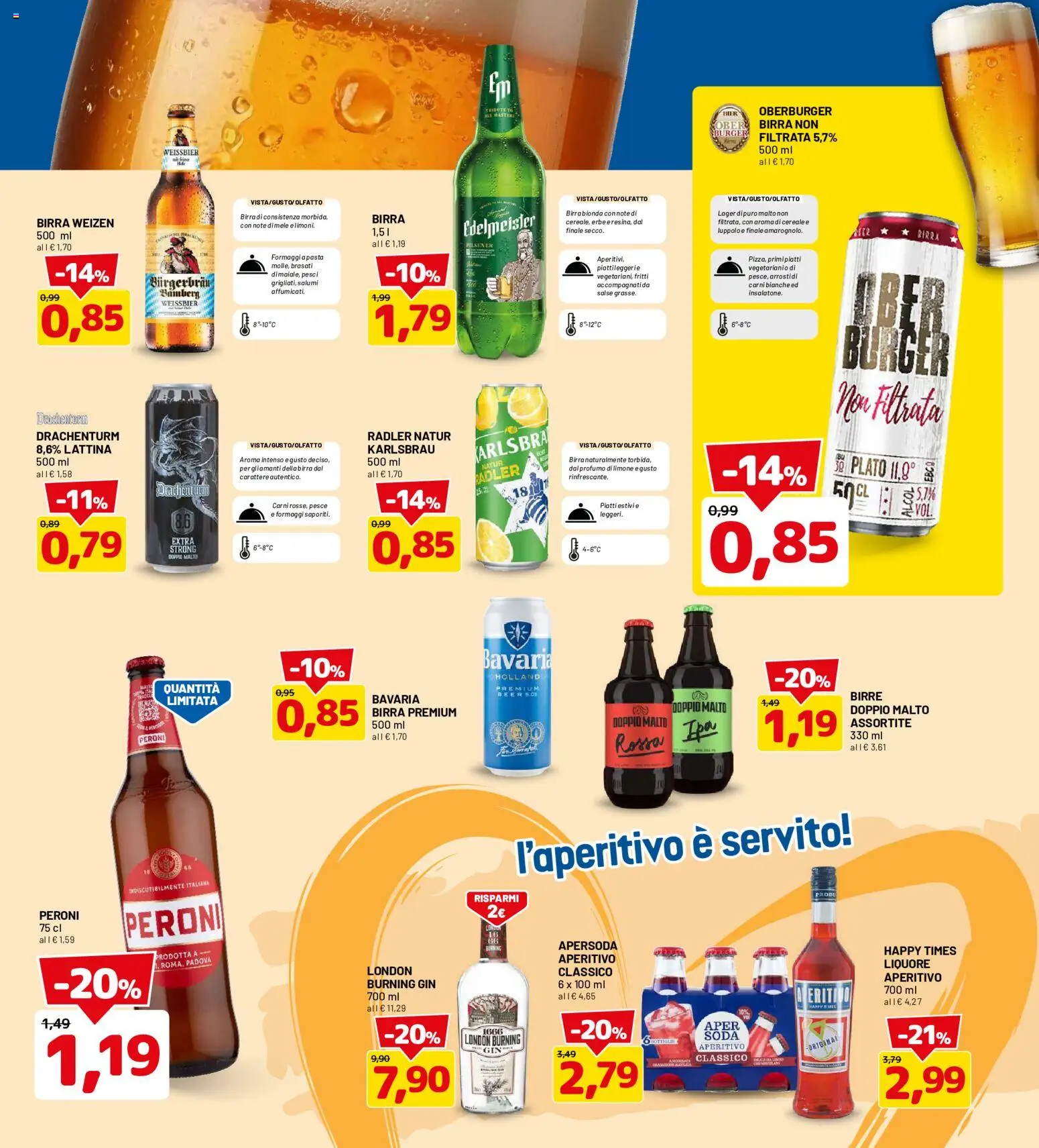 Volantino D Più del 14/09/2026 | Pagina: 9 | Prodotti: Birra, Salse, Liquore, Aperitivo