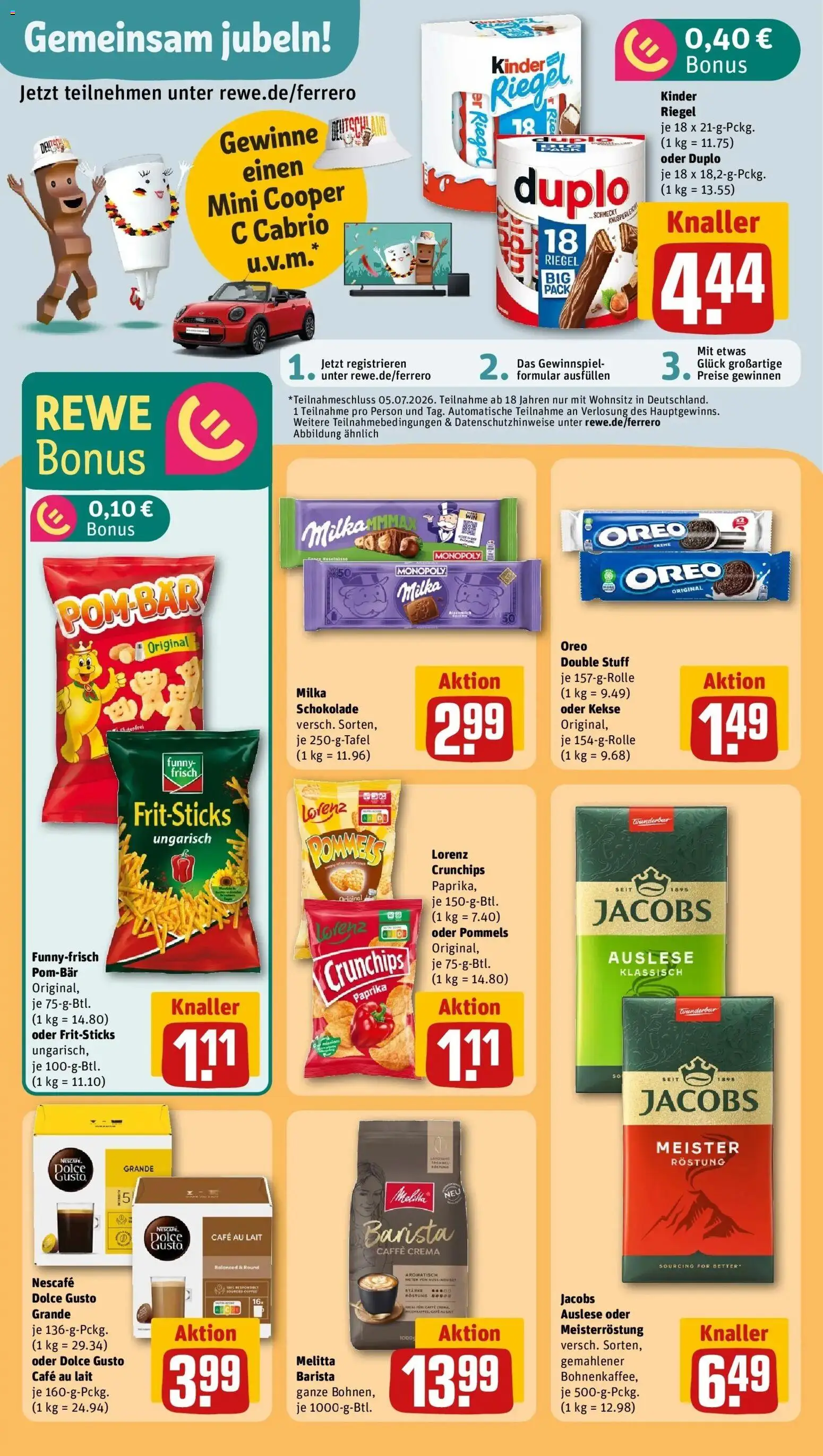 Rewe Prospekt Berlin / Mitte – gültig ab 01.06.2026 | Seite: 27 | Produkte: Milka schokolade, Kinder riegel, POM-BÄR, Dolce gusto