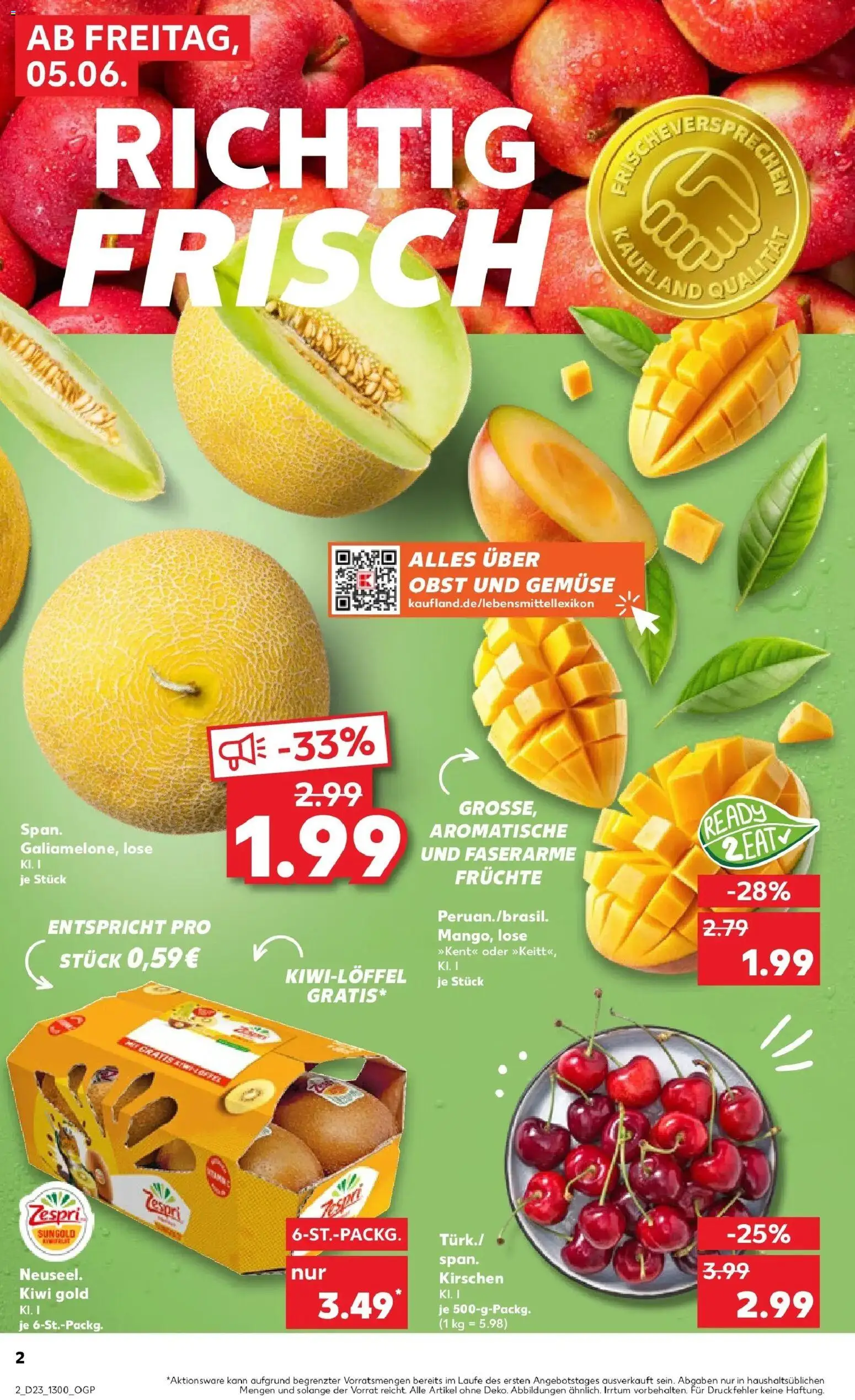 Kaufland Prospekt Alsdorf – gültig ab 04.06.2026 | Seite: 2 | Produkte: Kirschen, Gemüse, Mango, Kiwi