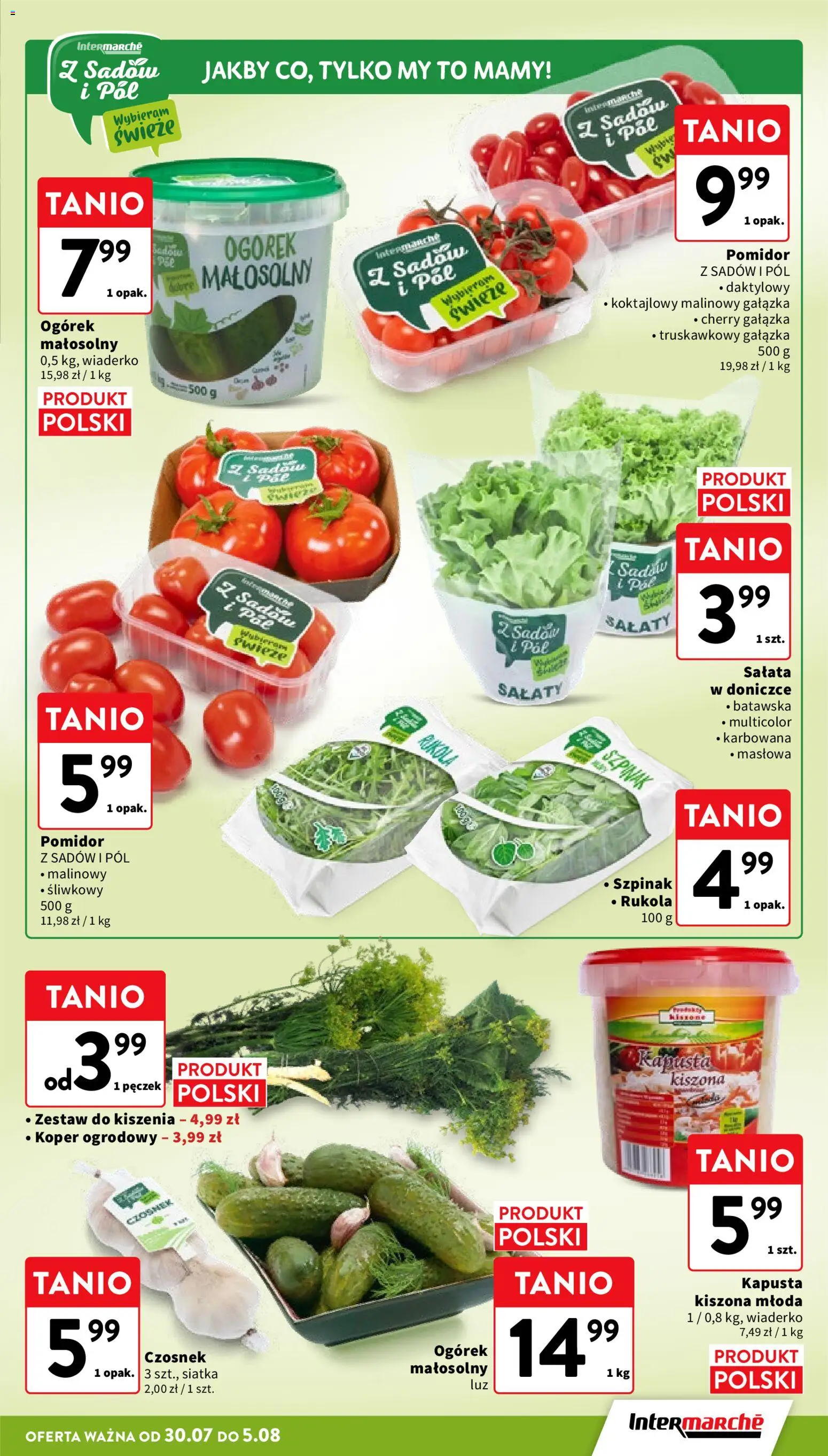 Intermarche gazetka od 30.07.2026 | Strona: 11 | Produkty: Czosnek, Sałata, Pomidor, Rukola