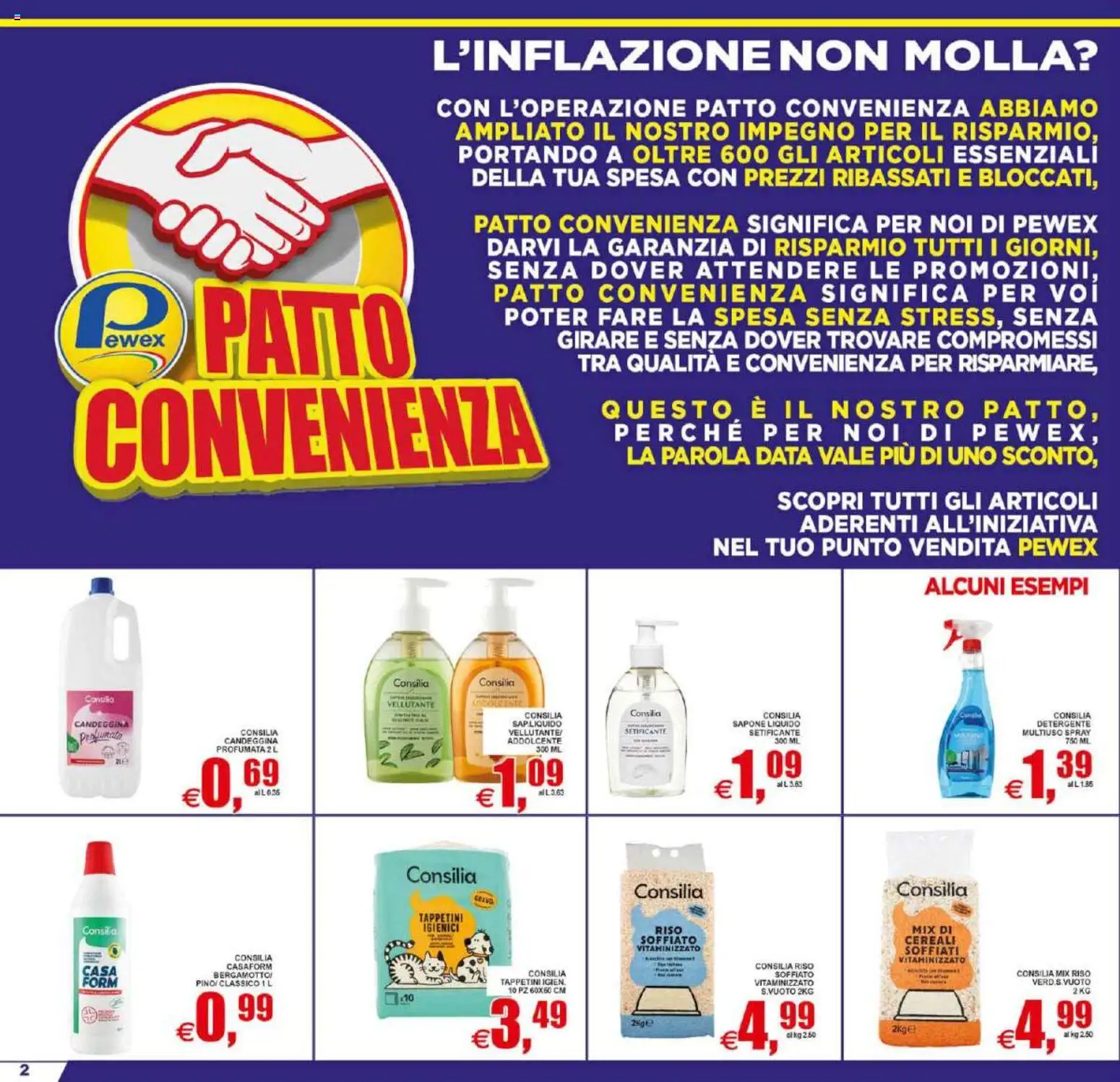 Volantino Pewex del 21/08/2026 | Pagina: 2 | Prodotti: Detergente, Cereali, Candeggina, Data