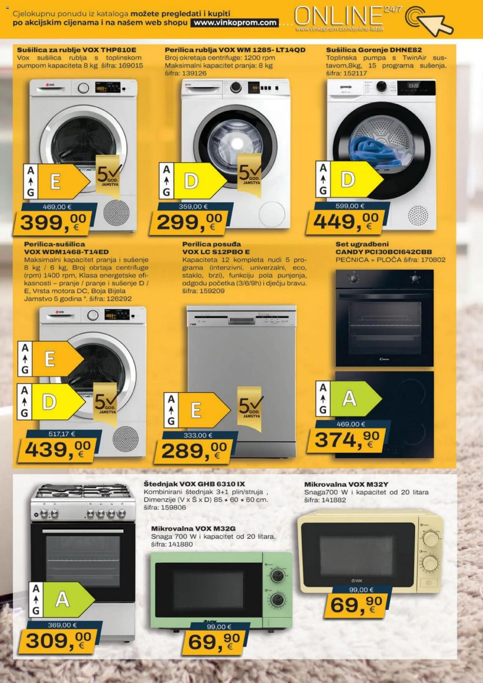 Vinkoprom katalog | vrijedi od 16.03.2026 | Stranica: 3 | Proizvodi: Perilica posuđa, Perilica rublja, Sušilica, Štednjak