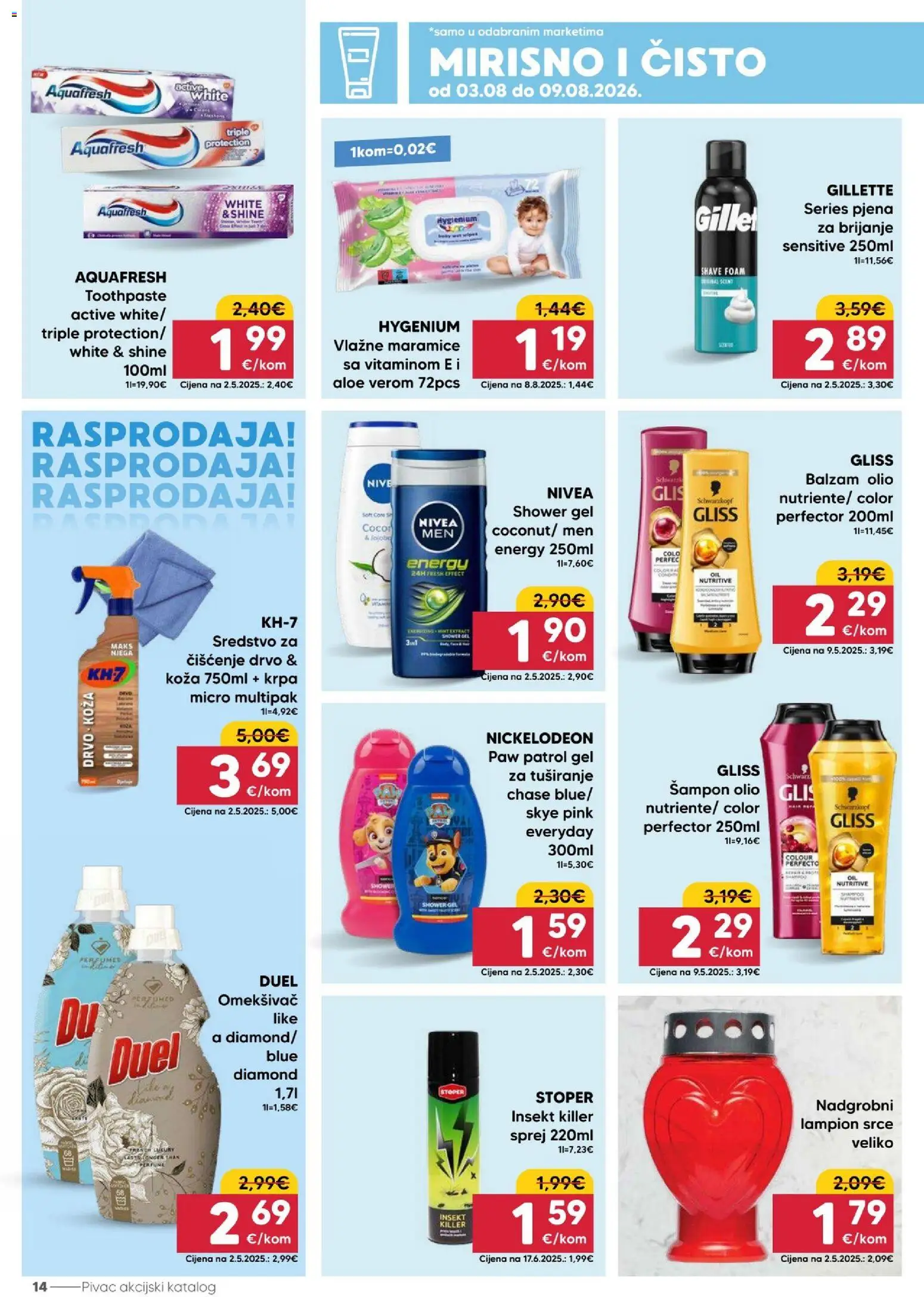 Pivac katalog | vrijedi od 03.08.2026 | Stranica: 14 | Proizvodi: Šampon, Omekšivač, Maramice, Nivea
