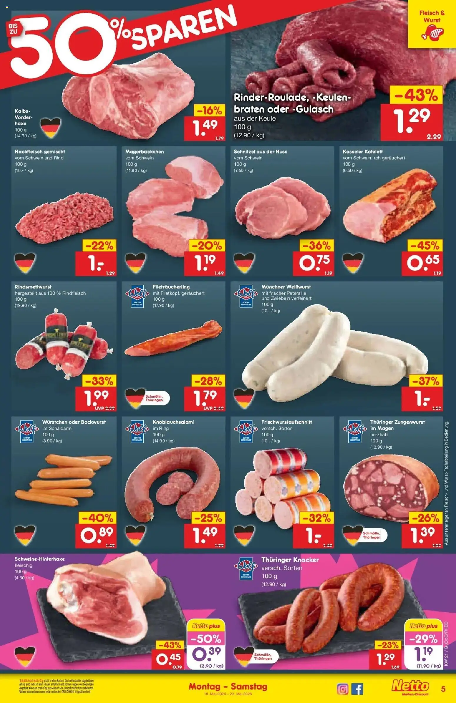 Netto Marken-Discount Prospekt Augustusburg	 – gültig ab 17.05.2026 | Seite: 5 | Produkte: Schnitzel, Gulasch, Petersilie, Rindfleisch
