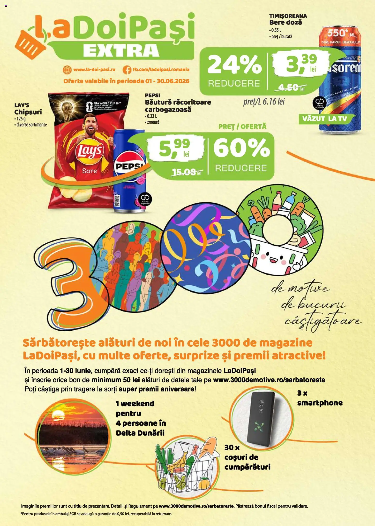 Noul catalog LaDoiPași – valabil de la 01.06.2026 | Pagină: 1 | Produse: Smartphone, Bere, Chipsuri, Sare