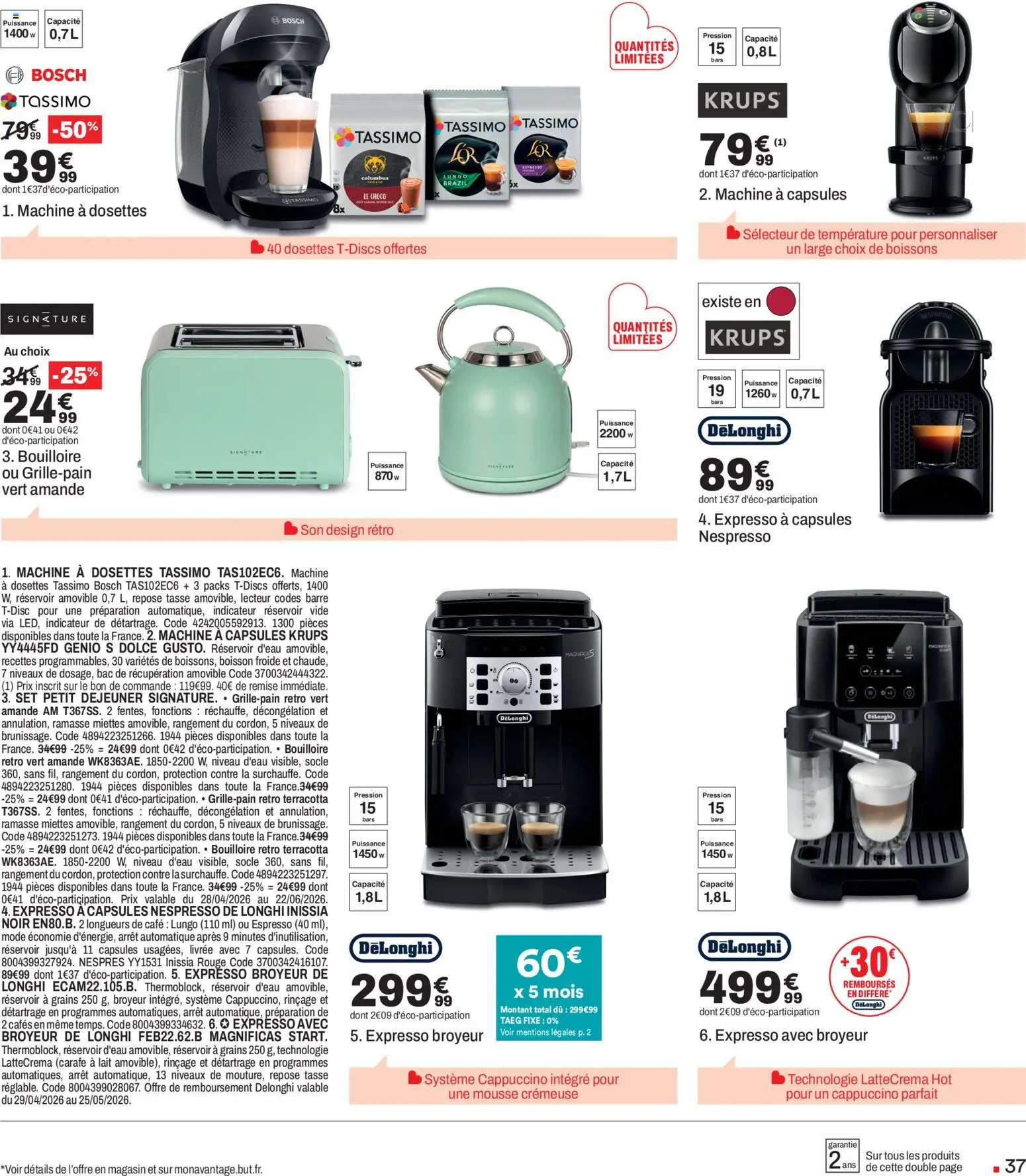 {H1} | Page: 37 | Produits: Amande, Tassimo, Bouilloire, Café