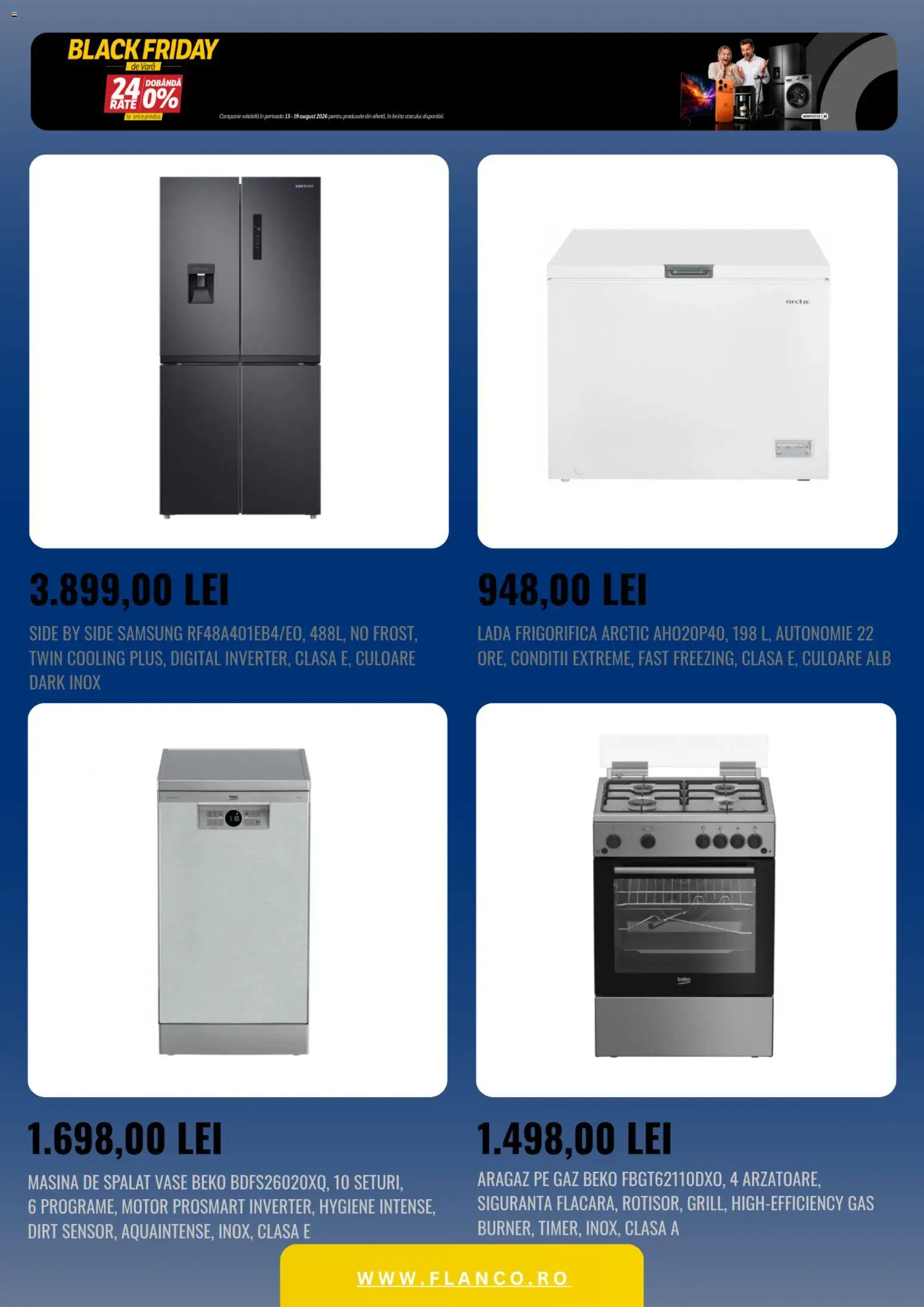 Noul catalog Flanco – valabil de la 13.08.2026 | Pagină: 3 | Produse: Mașină De Spălat, Aragaz, Vase, Ladă frigorifică