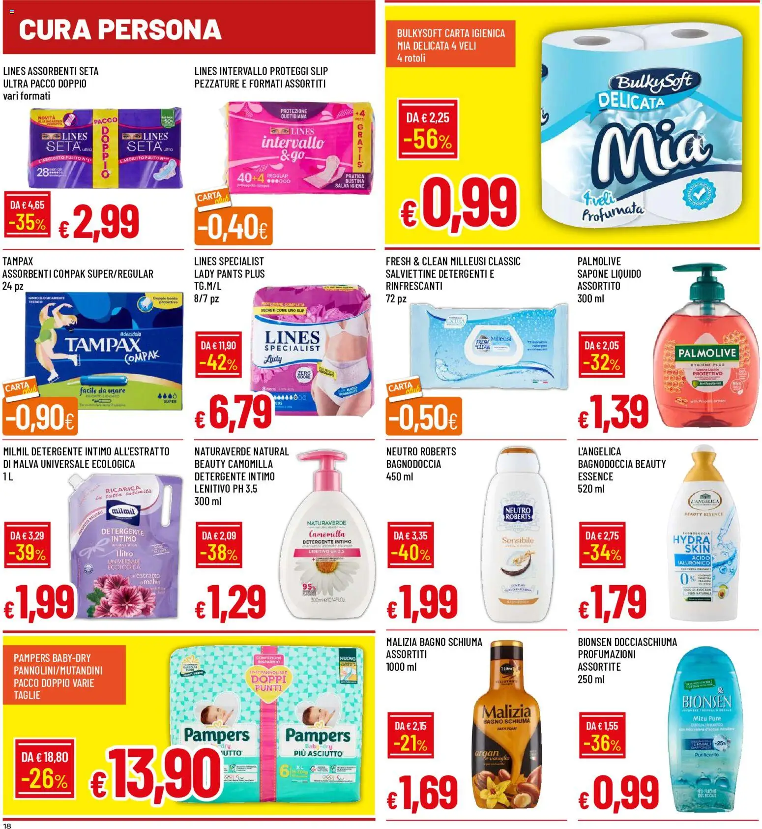 Volantino Galassia del 09/07/2026 | Pagina: 18 | Prodotti: Carta igienica, Proteggi slip, Detergente intimo, Slip