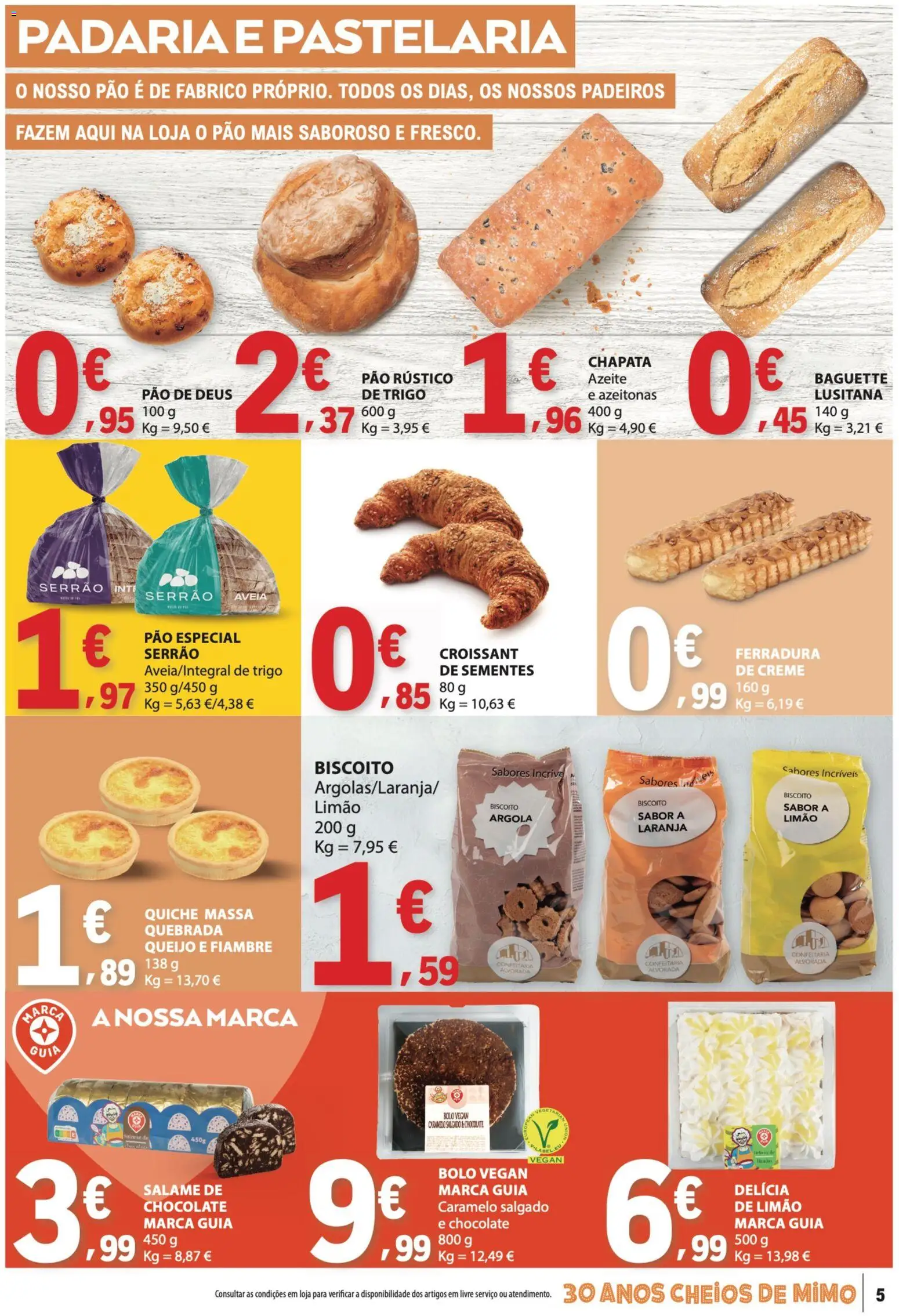 E.Leclerc folheto │ válido de 16/07/2026 | Página: 5 | Produtos: Aveia, Padaria, Salame, Massa