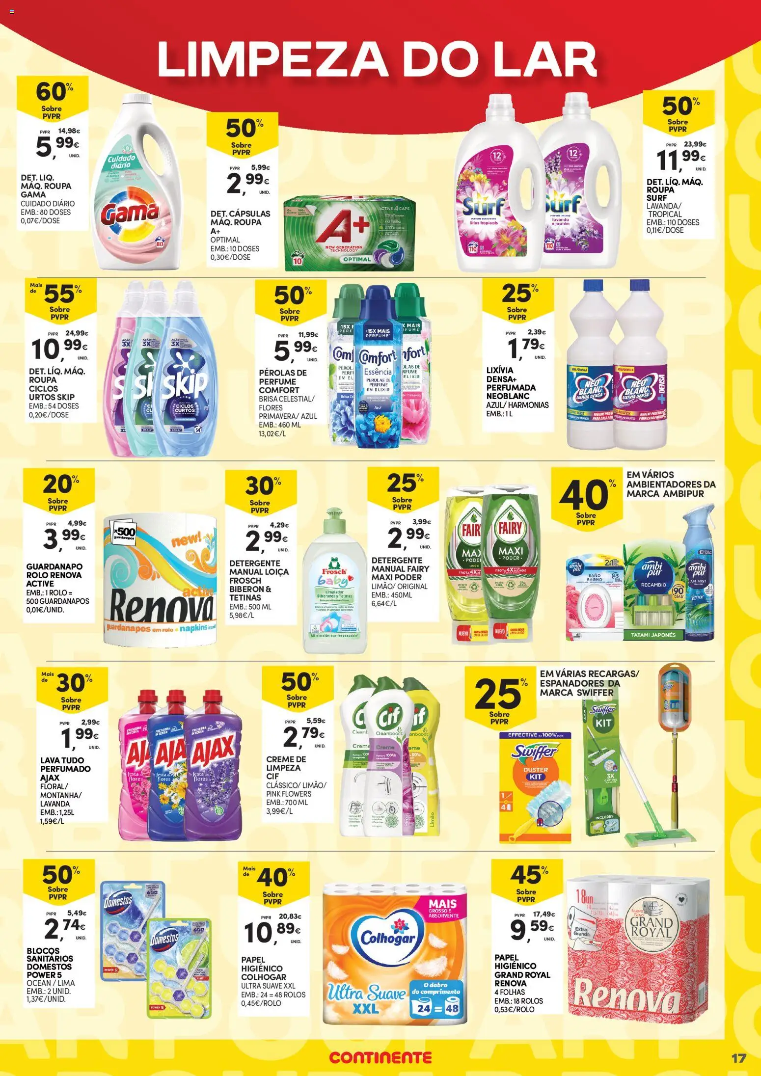 Continente - Açores Poupança para todos │ válido de 06.04.2026 | Página: 17 | Produtos: Papel higiénico, Flores, Guardanapos, Detergente