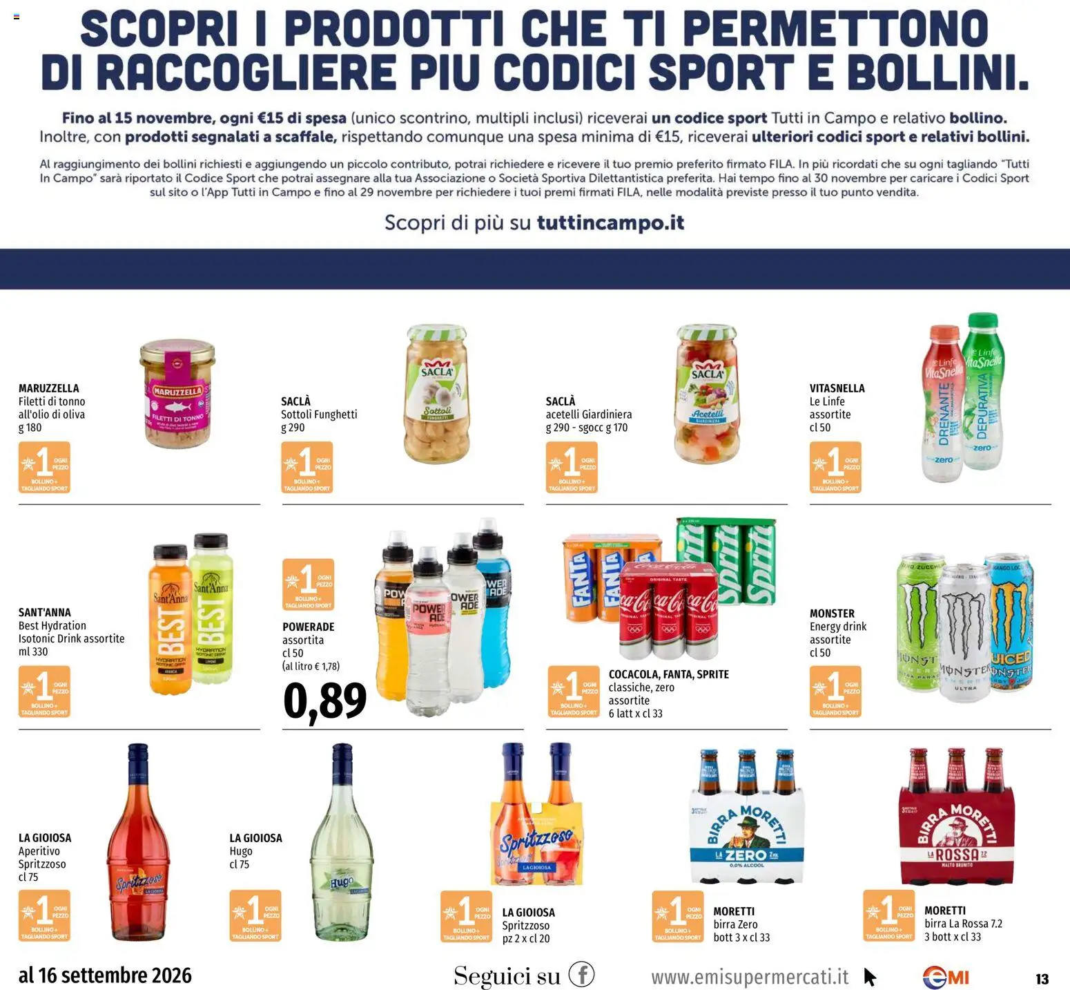 Volantino EMI del 03/09/2026 | Pagina: 13 | Prodotti: Birra, Mango, Fanta, Aperitivo