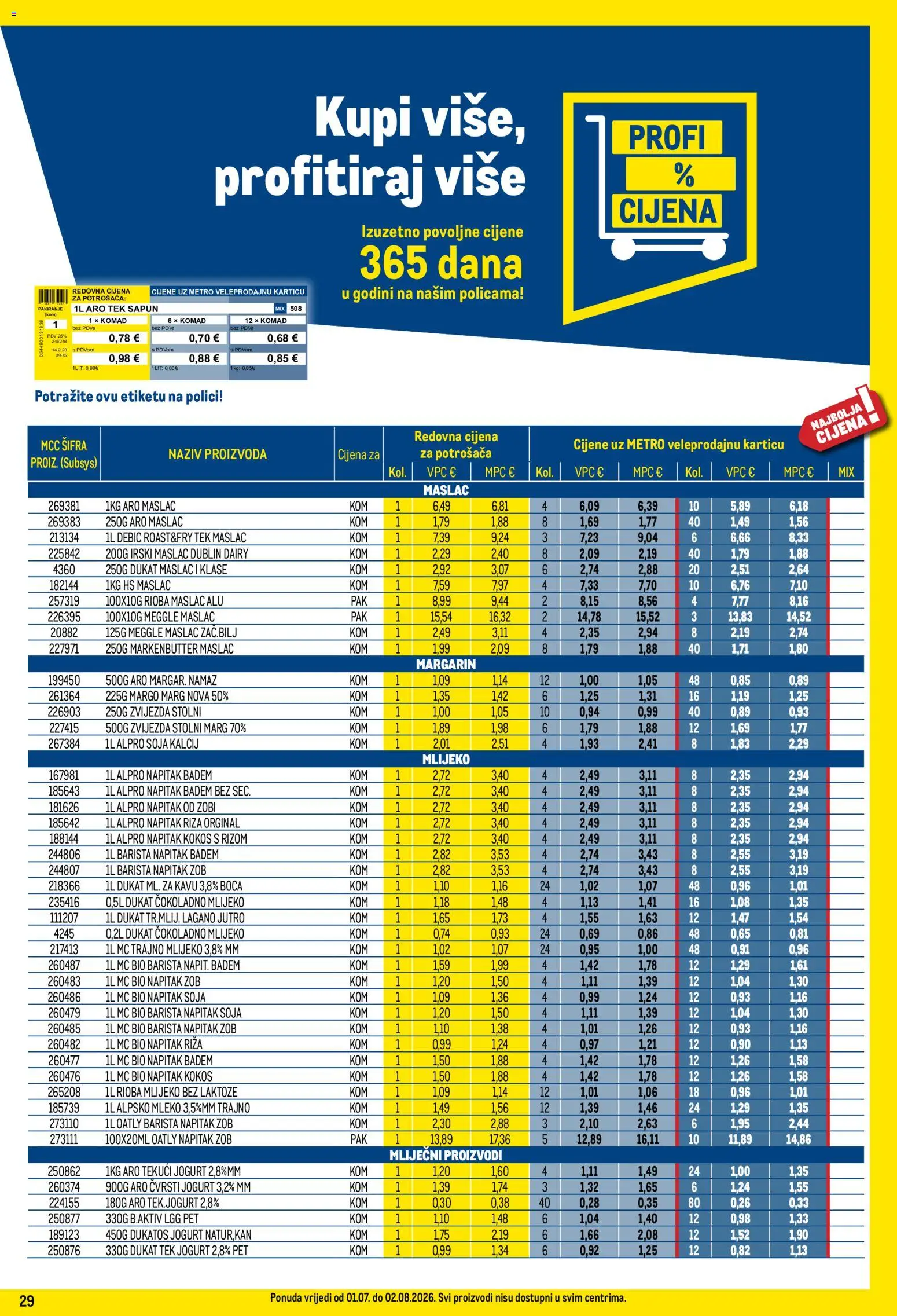 Metro katalog | vrijedi od 01.07.2026 | Stranica: 29 | Proizvodi: Riža, Alpro, Trajno mlijeko, Badem