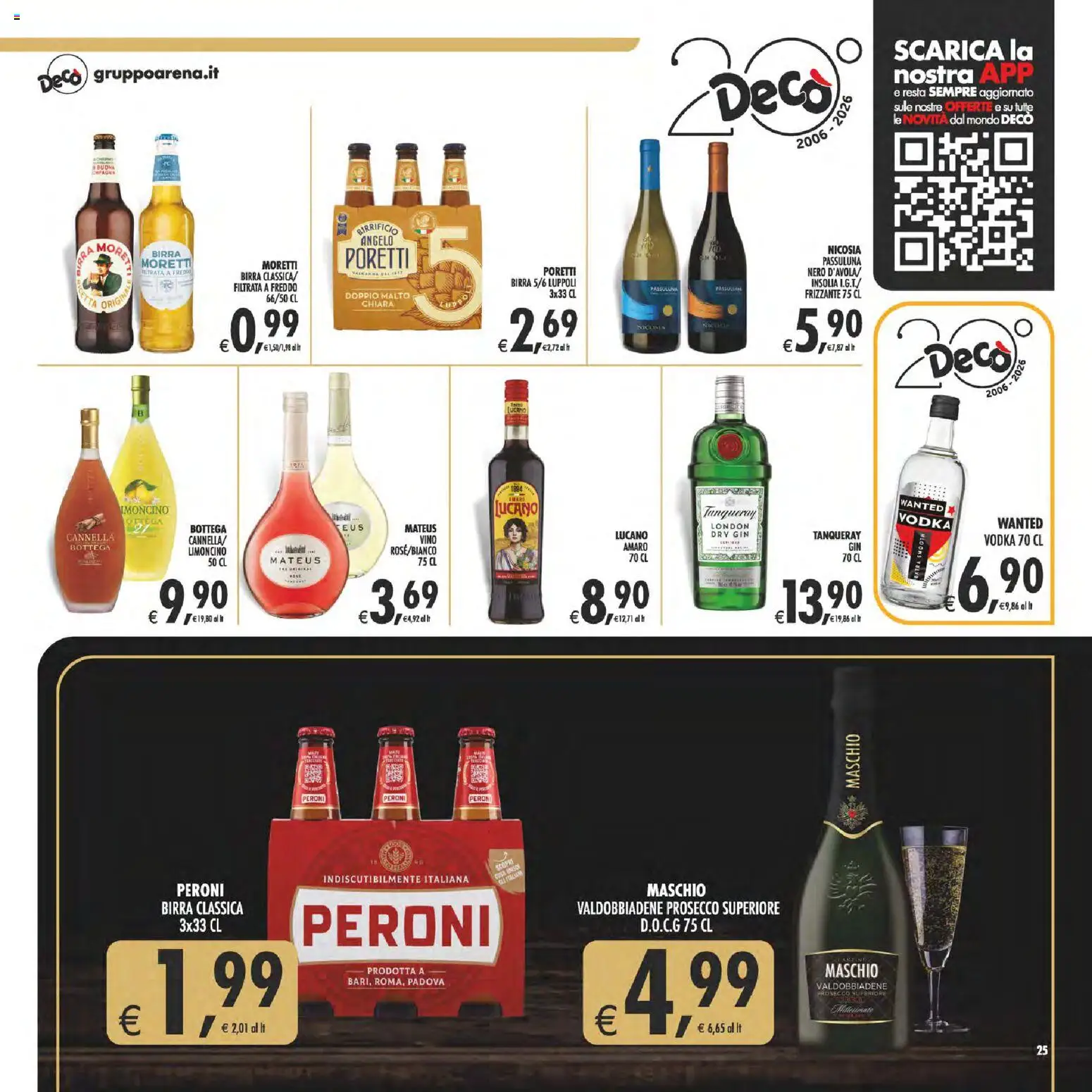 Volantino Decò del 08.05.2026 | Pagina: 25 | Prodotti: Birra, Gin, Prosecco, Vino