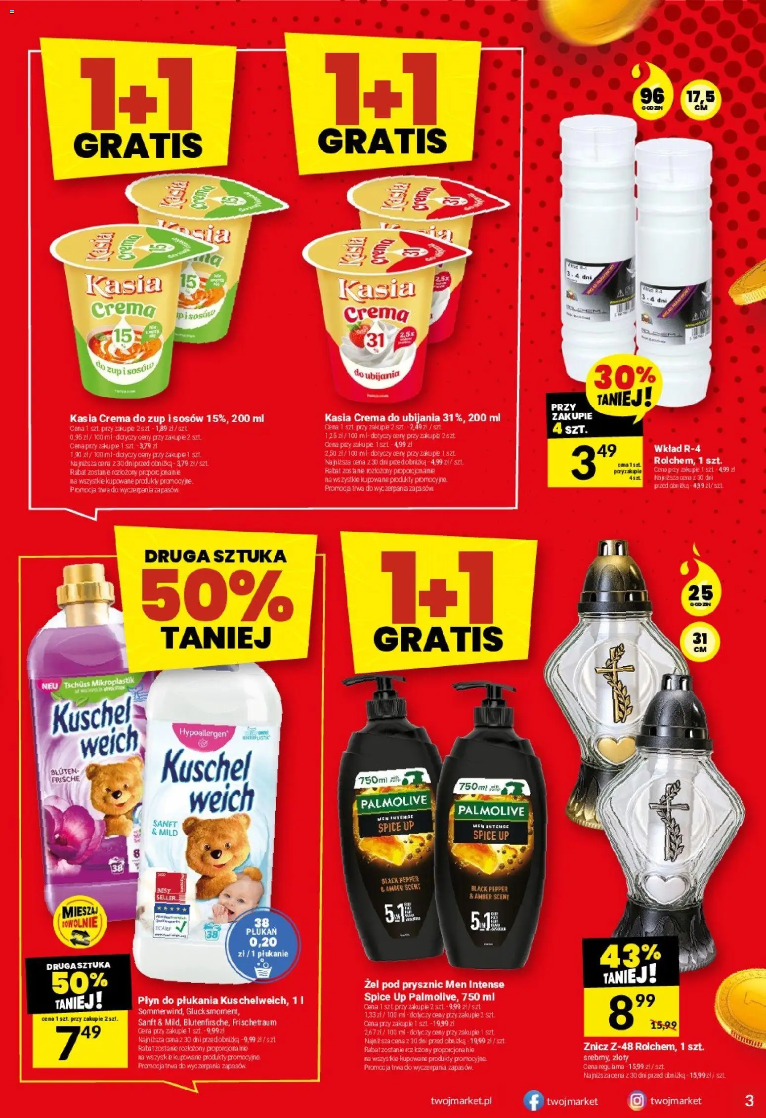 Twój Market gazetka od 16.09.2026 | Strona: 3 | Produkty: Płyn do płukania, Prysznic, Róż, Żel pod prysznic