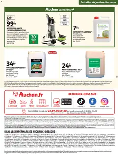 Auchan - Prévisualisation de Auchan - Jardinage, meubles jardin valide à partir de 03.03.2026 | Page: 39 | Produits: Brosse rotative, Tuyau, Store, Cognac