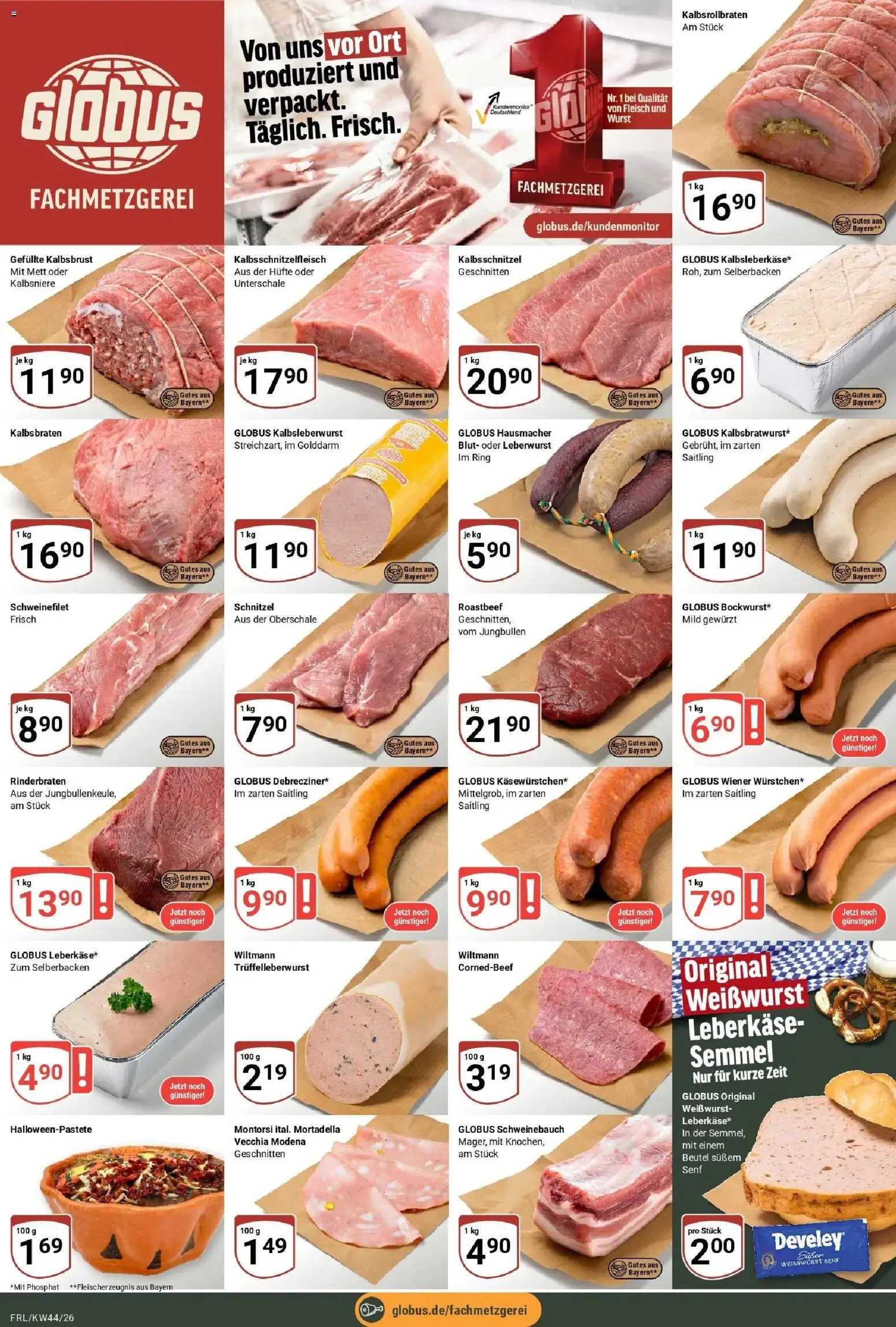 Globus Prospekt Freilassing (ab 26.10.2026) » Angebote online | Seite: 6 | Produkte: Schweinebauch, Weißwurst, Schweinefilet, Fleisch