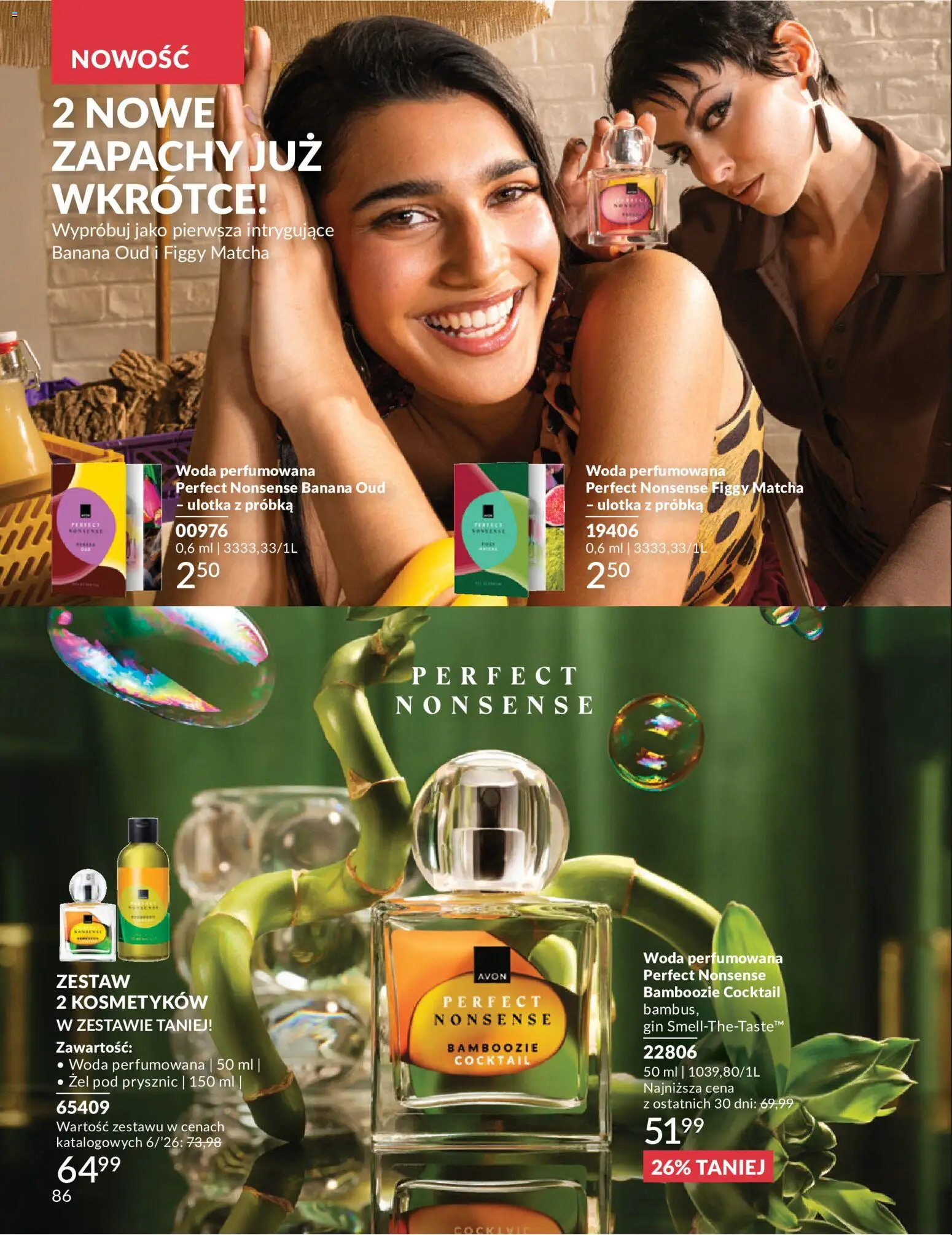 Avon Katalog 6 2026 od 01.06.2026 | Strona: 86 | Produkty: Prysznic, Gin, Żel pod prysznic, Woda