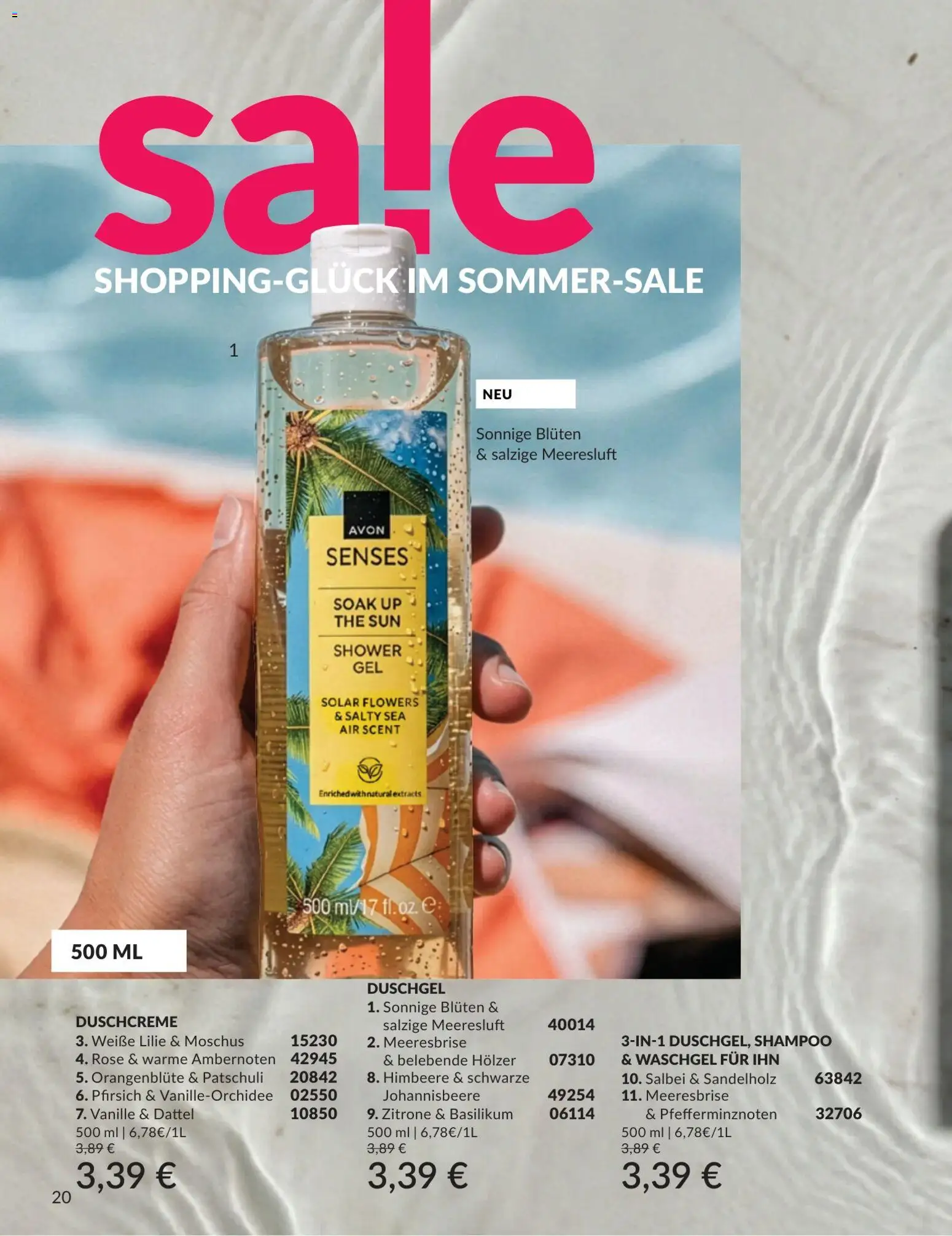 AVON Katalog Juli 2026 – gültig ab 01.07.2026 | Seite: 20 | Produkte: Duschgel, Zitrone, Duschcreme, Dattel