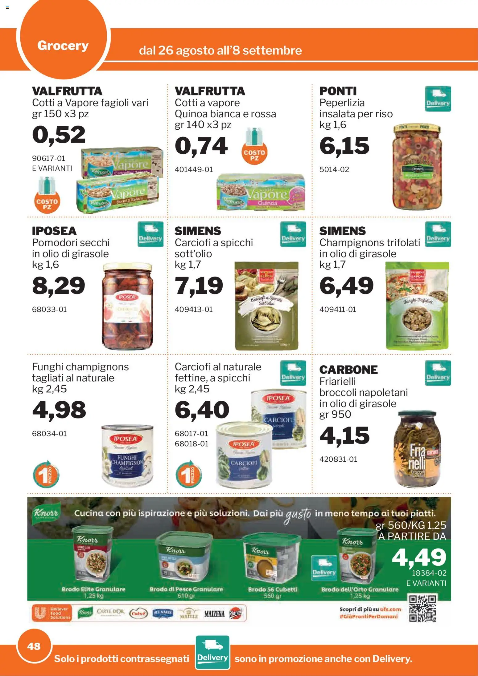 Volantino Sogegross del 26/08/2026 | Pagina: 48 | Prodotti: Pesce, Fagioli, Olio, Quinoa