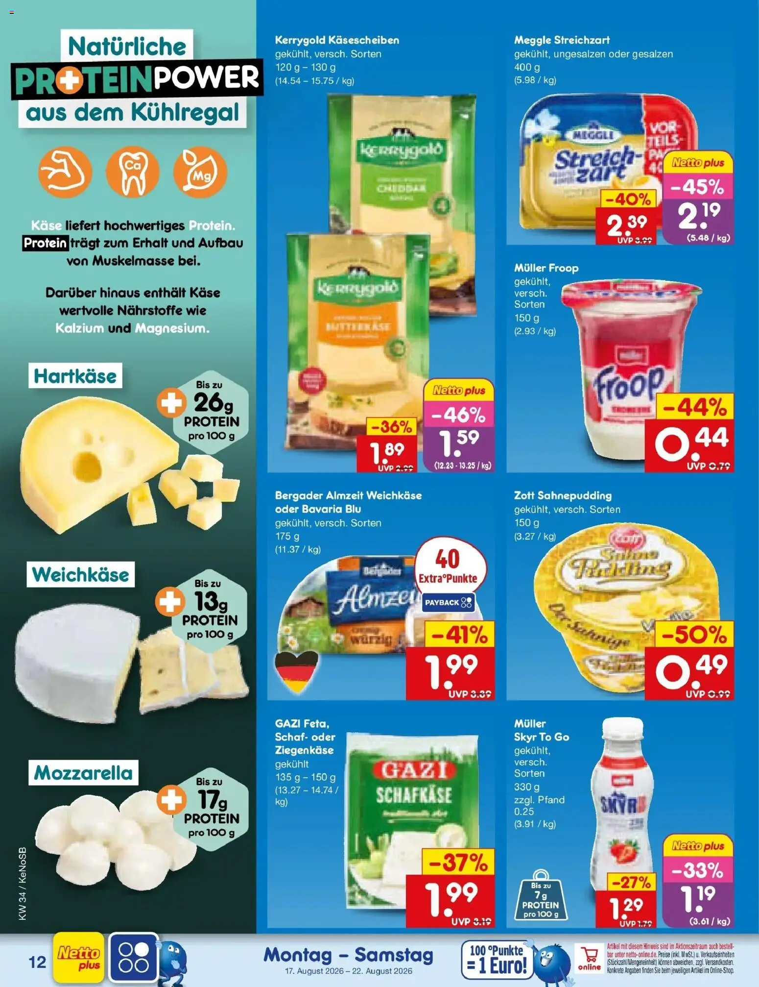 Netto Marken-Discount Prospekt Bonn – gültig ab 17.08.2026 | Seite: 16 | Produkte: Froop, Mozzarella, Ziegenkäse, Skyr