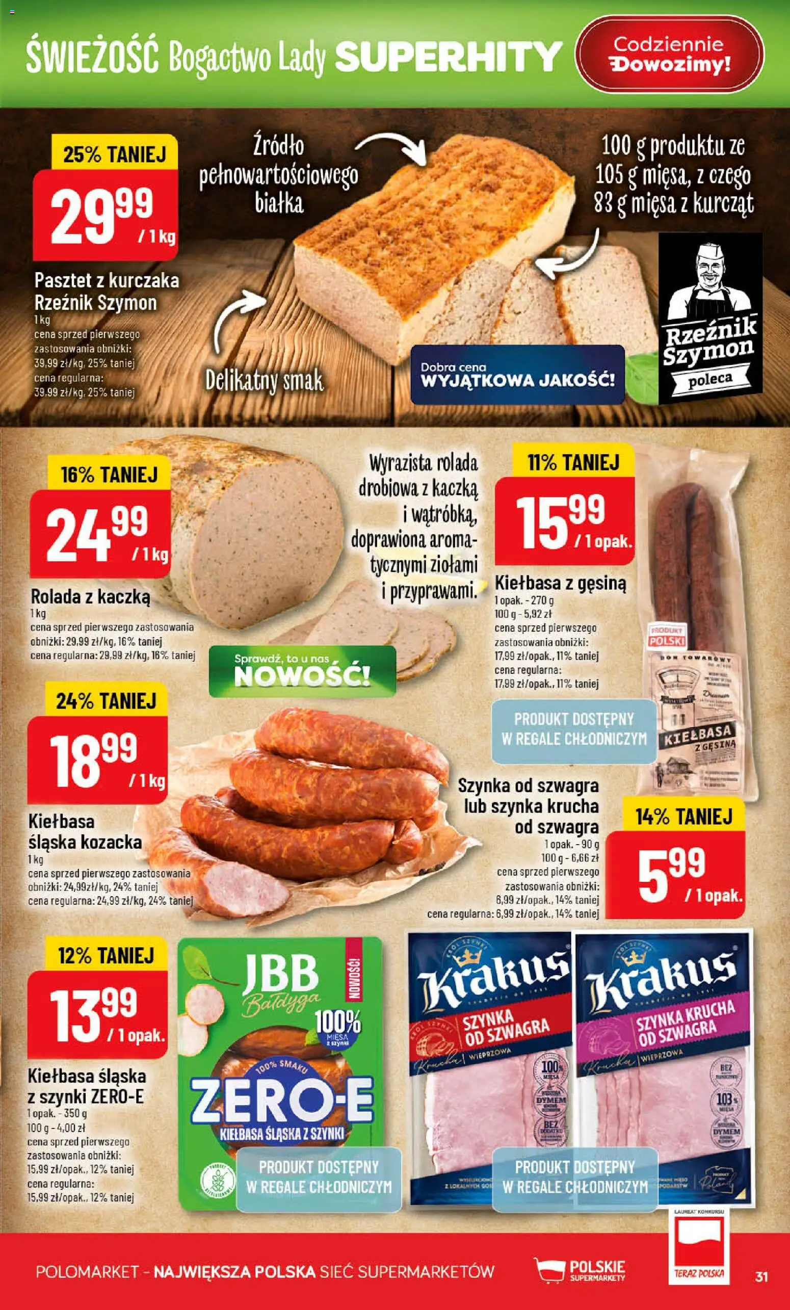 POLOmarket gazetka od 09.09.2026 | Strona: 31 | Produkty: Rolada, Kaczka, Pasztet, Szynka