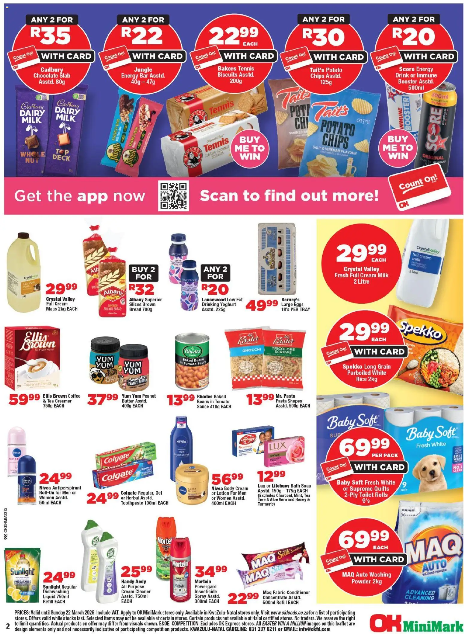New OK Foods catalogue – valid from 11.03.2026 | Page: 2 | Products: Milk, Cream, Washing powder, Lotion
