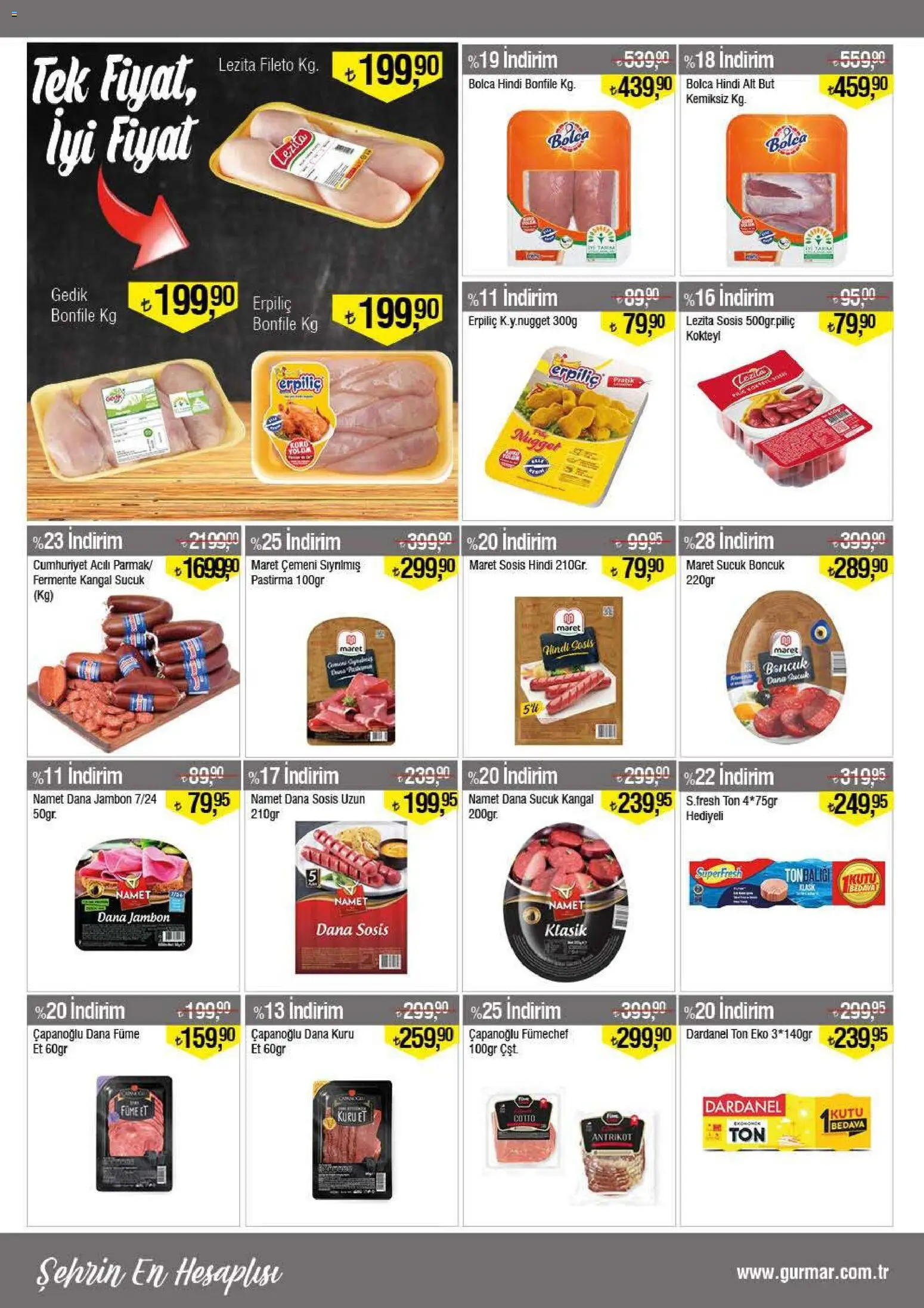 Gürmar Katalog - 01 Ağustos 2026 tarihinden itibaren geçerlidir | Sayfa: 10 | Ürünler: Kutu, Jambon, Sosis, Sucuk