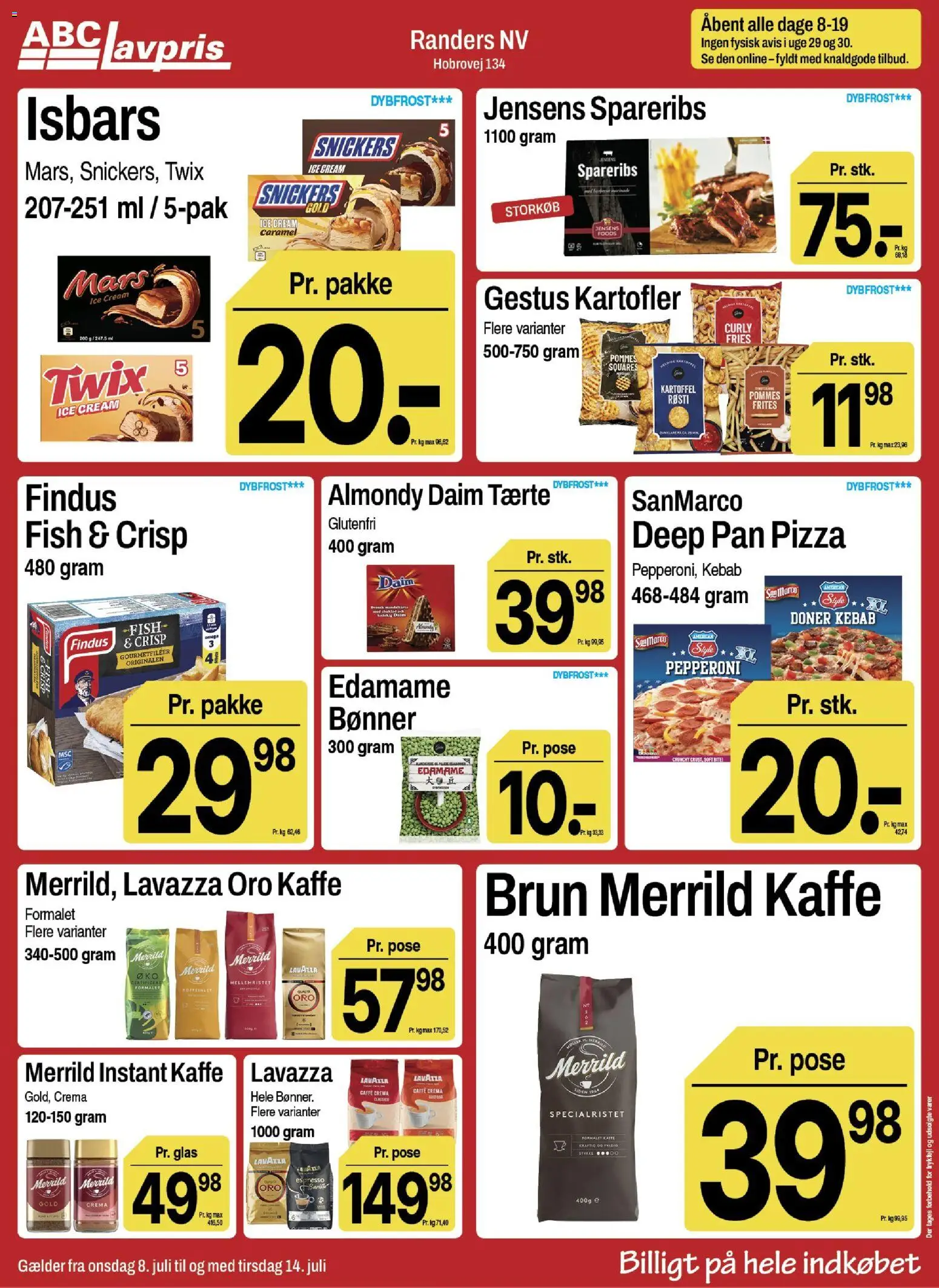 Abc Lavpris tilbudsavis – gyldig fra 08/07/2026 | Side: 6 | Produkter: Kaffe, Pizza, Kebab, Bønner