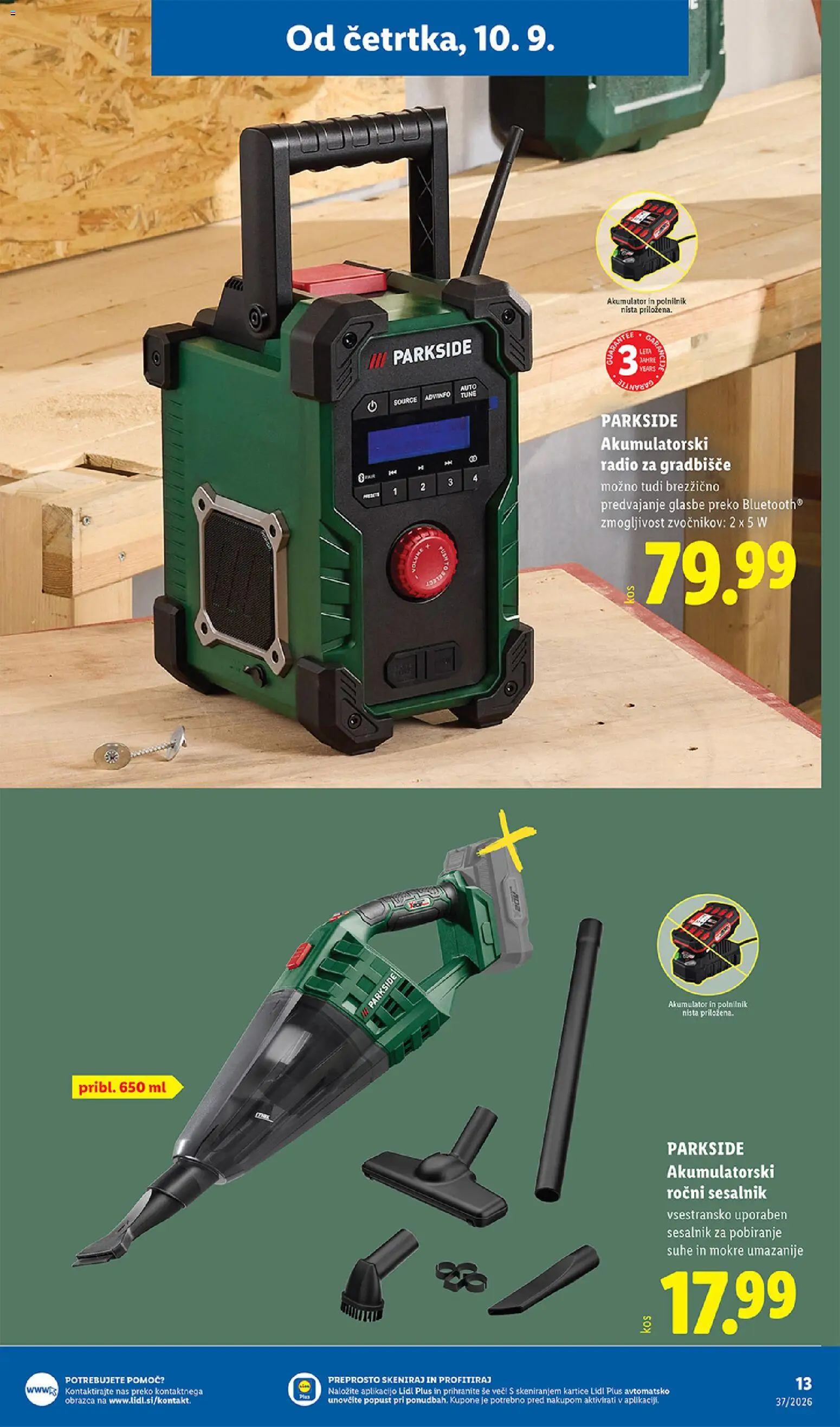 Novi Lidl katalog ponudbe – veljaven od 10.09.2026 | Stran: 21 | Izdelki: Radio, Akumulator, Polnilnik, Sesalnik