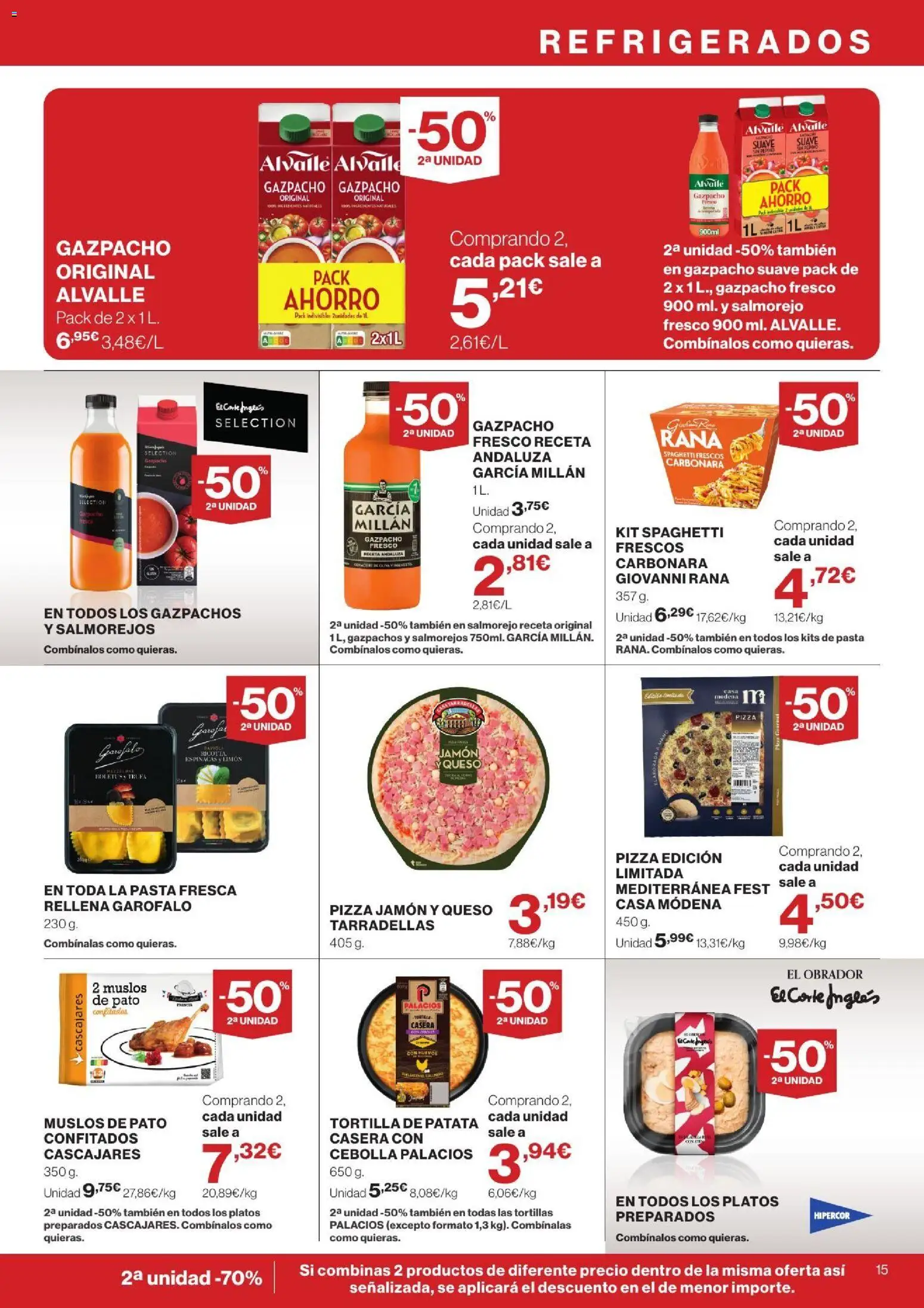 Hipercor catálogo │ válido desde el 13/08/2026 | Página: 15 | Productos: Huevos, Espinacas, Pasta, Pato