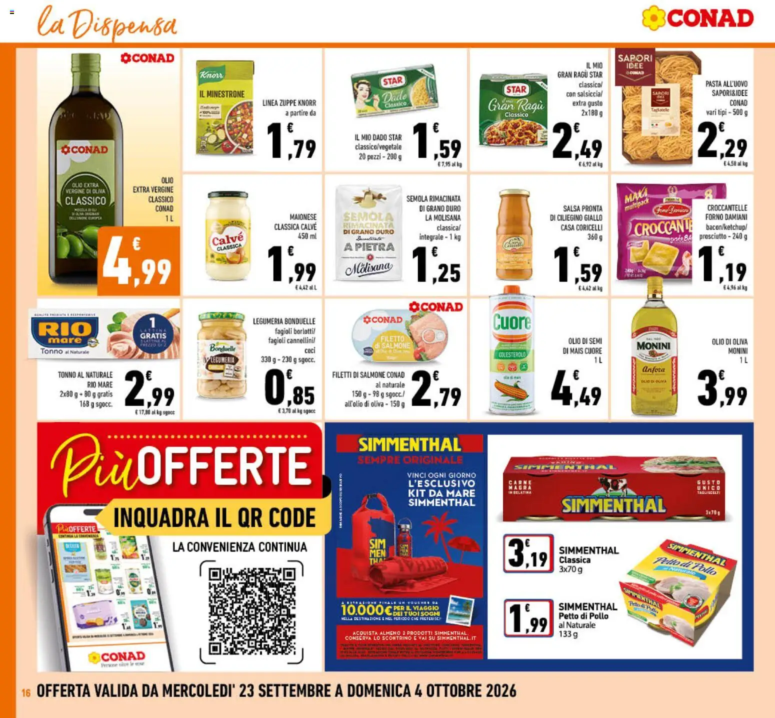 Volantino Conad del 23/09/2026 | Pagina: 16 | Prodotti: Fagioli, Filetto, Olio, Crackers