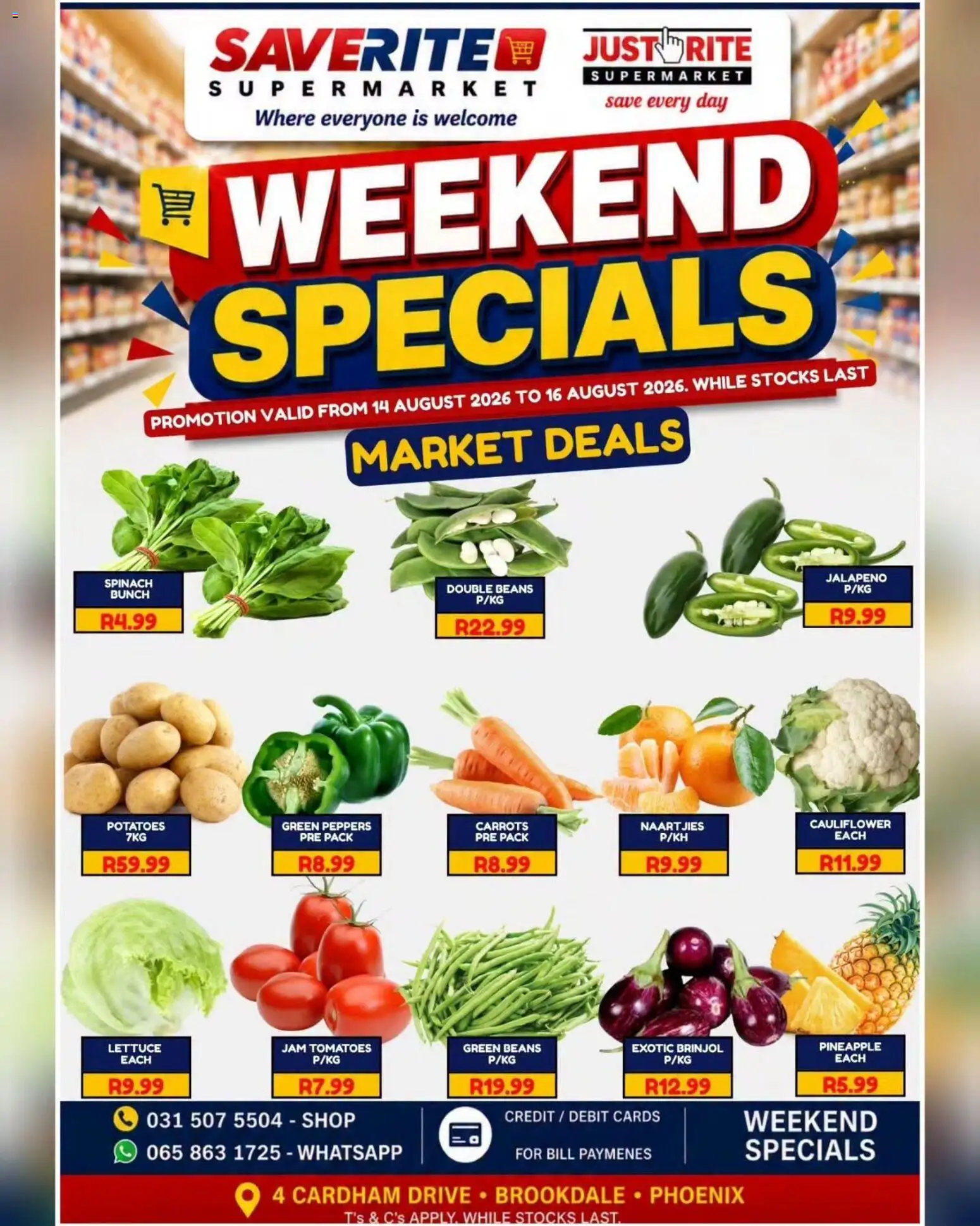 New Saverite catalogue – valid from 14/08/2026 | Page: 1 | Products: Beans, Carrots, Potatoes, Lettuce