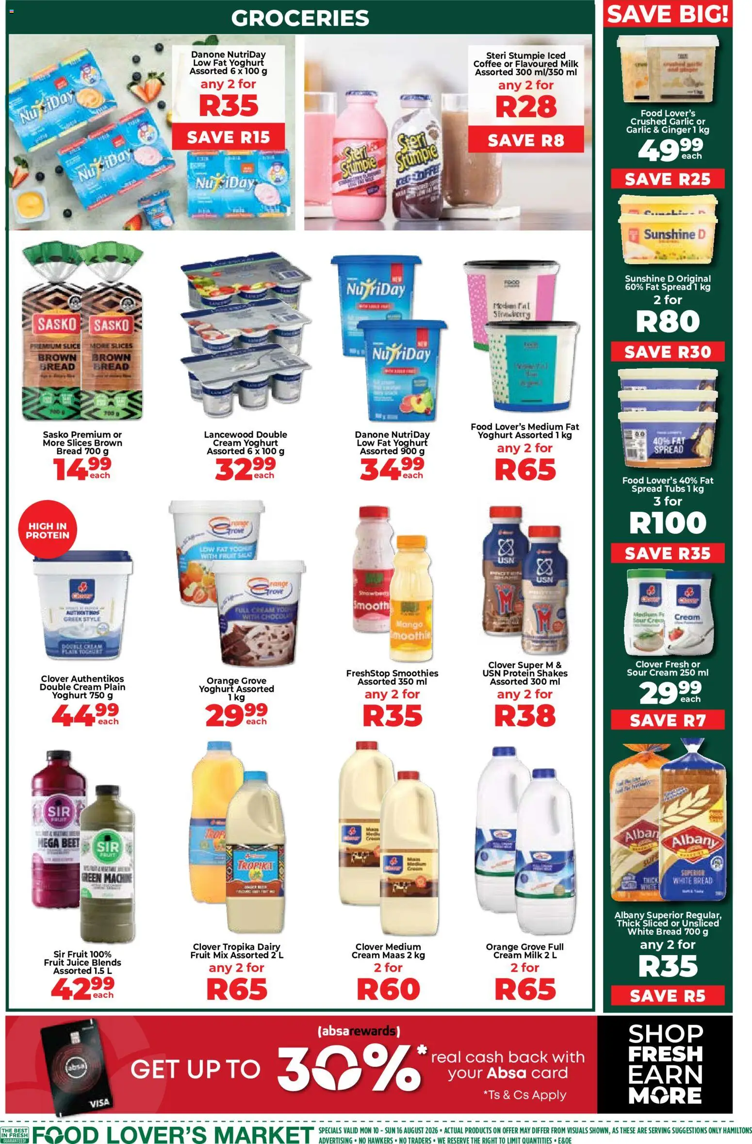 New Food Lover's Market catalogue – valid from 10/08/2026 | Page: 4 | Products: Protein, Cream, Fat spread, Garlic