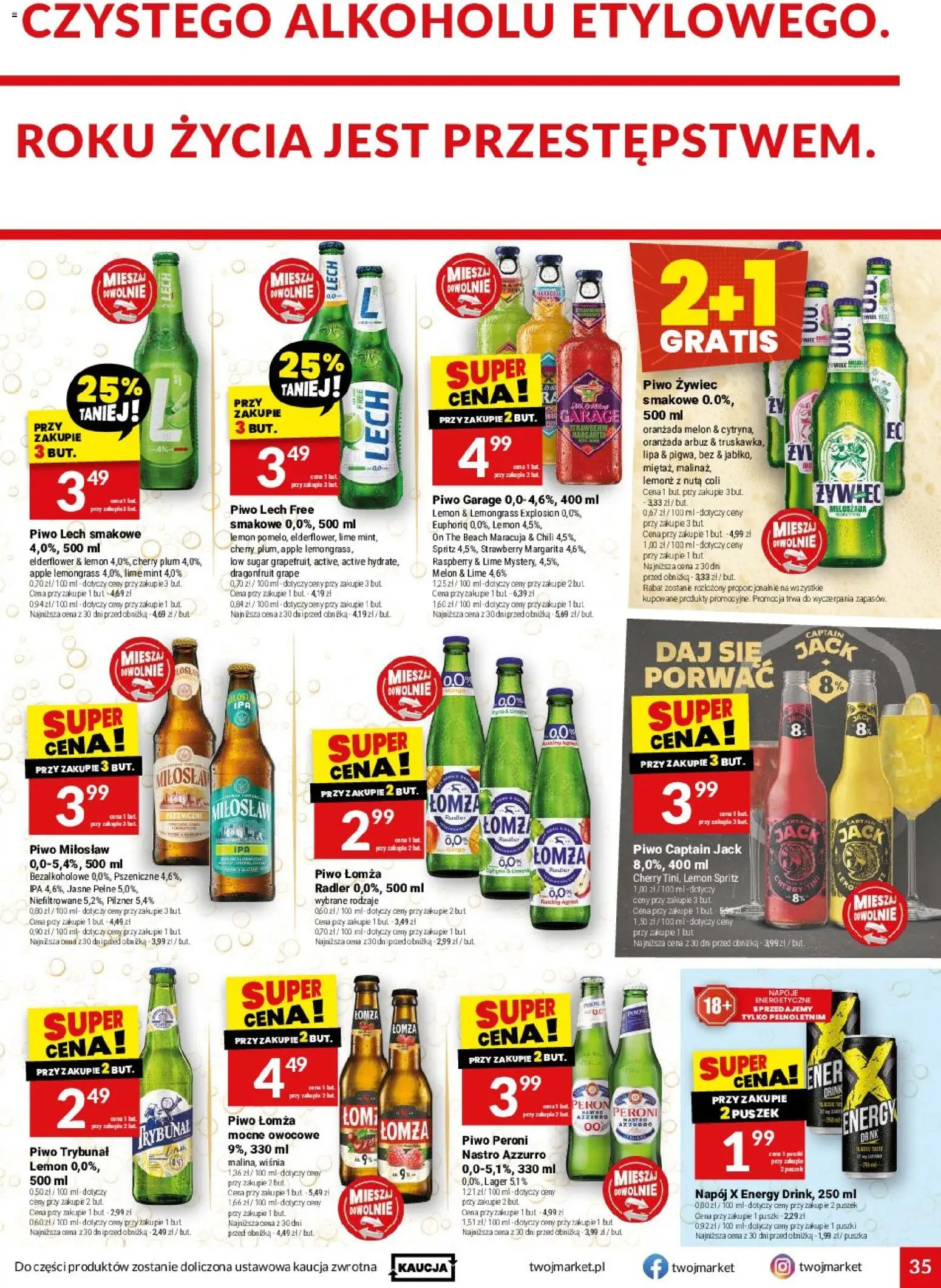 Twój Market gazetka od 19.08.2026 | Strona: 35 | Produkty: Oranżada, Lech, Napoje, Piwo
