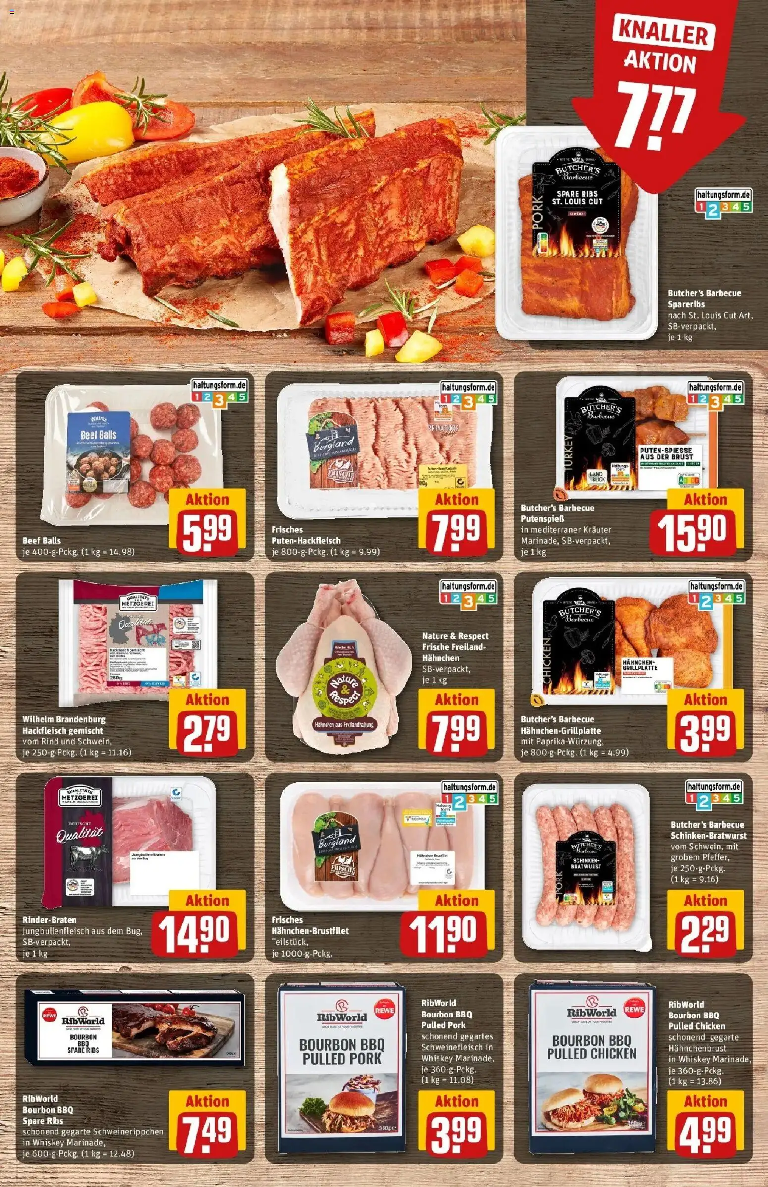 REWE Prospekt ab 17.08.2026 zum Blättern » Angebote | Seite: 13 | Produkte: Rinderbraten, Bratwurst, Schweinefleisch, Bourbon