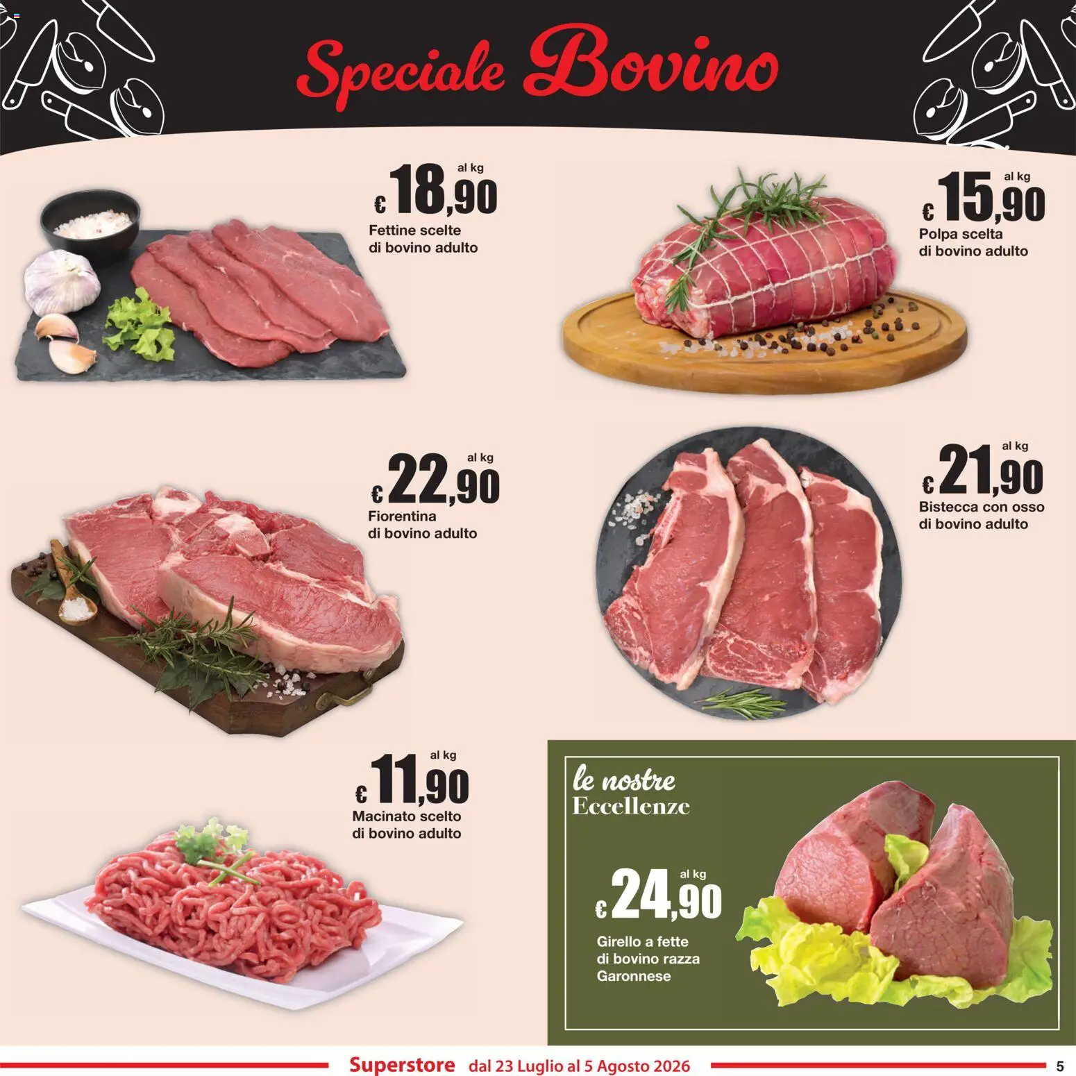 Volantino Sì con Te del 23/07/2026 | Pagina: 5 | Prodotti: Bovino, Girello, Macinato