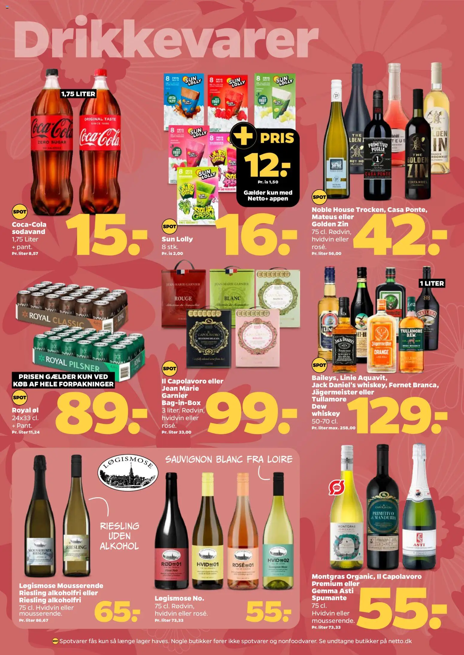 Netto tilbudsavis – gyldig fra 11/07/2026 | Side: 16 | Produkter: Øl, Hvidvin, Cola, Jack Daniel's