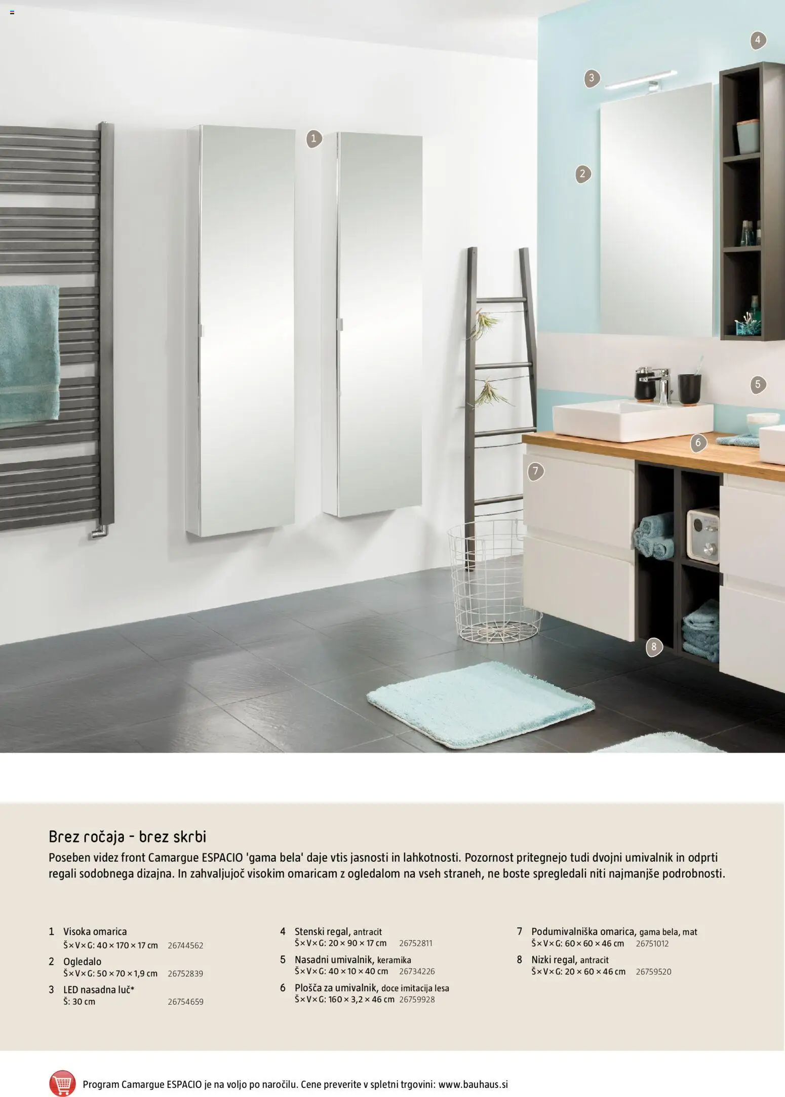 Novi Bauhaus katalog ponudbe – veljaven od 28.09.2026 | Stran: 16 | Izdelki: Ogledalo, Umivalnik, Omarica