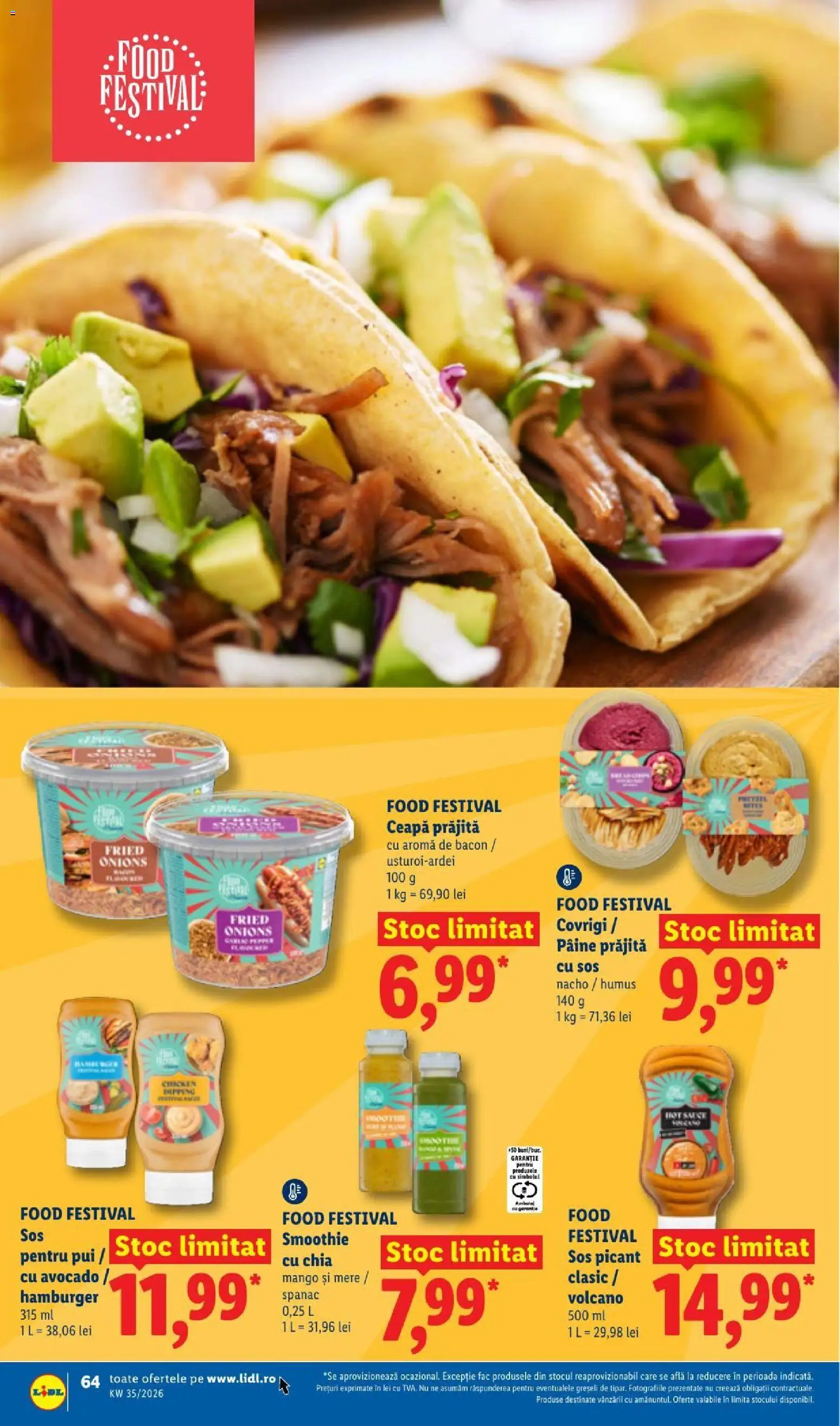 Noul catalog Lidl – valabil de la 24.08.2026 | Pagină: 64 | Produse: Hamburger, Humus, Ceapă, Sos
