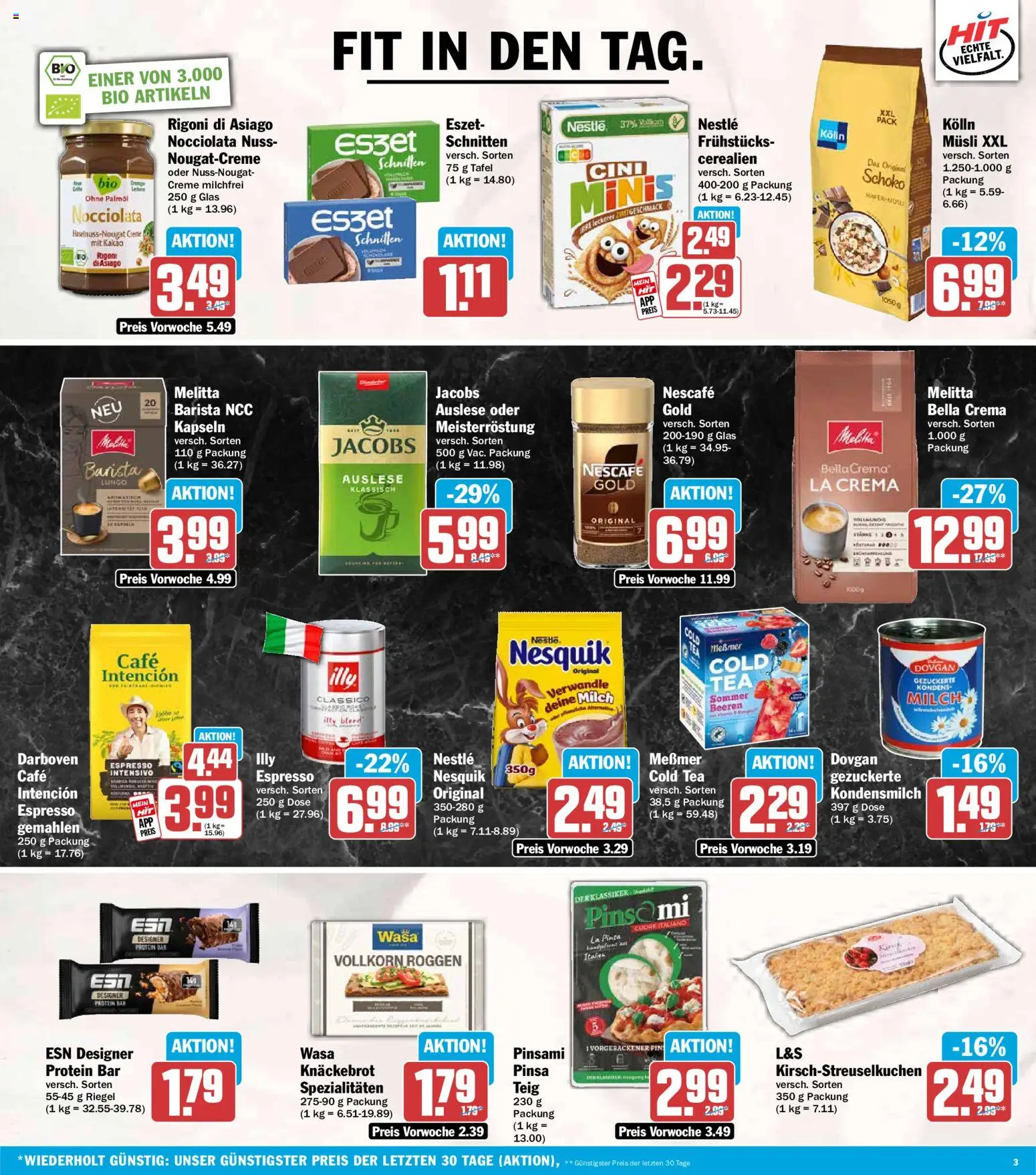 HIT Prospekt – gültig ab 20.07.2026 | Seite: 3 | Produkte: Nescafe, Nesquik, Milch, Creme