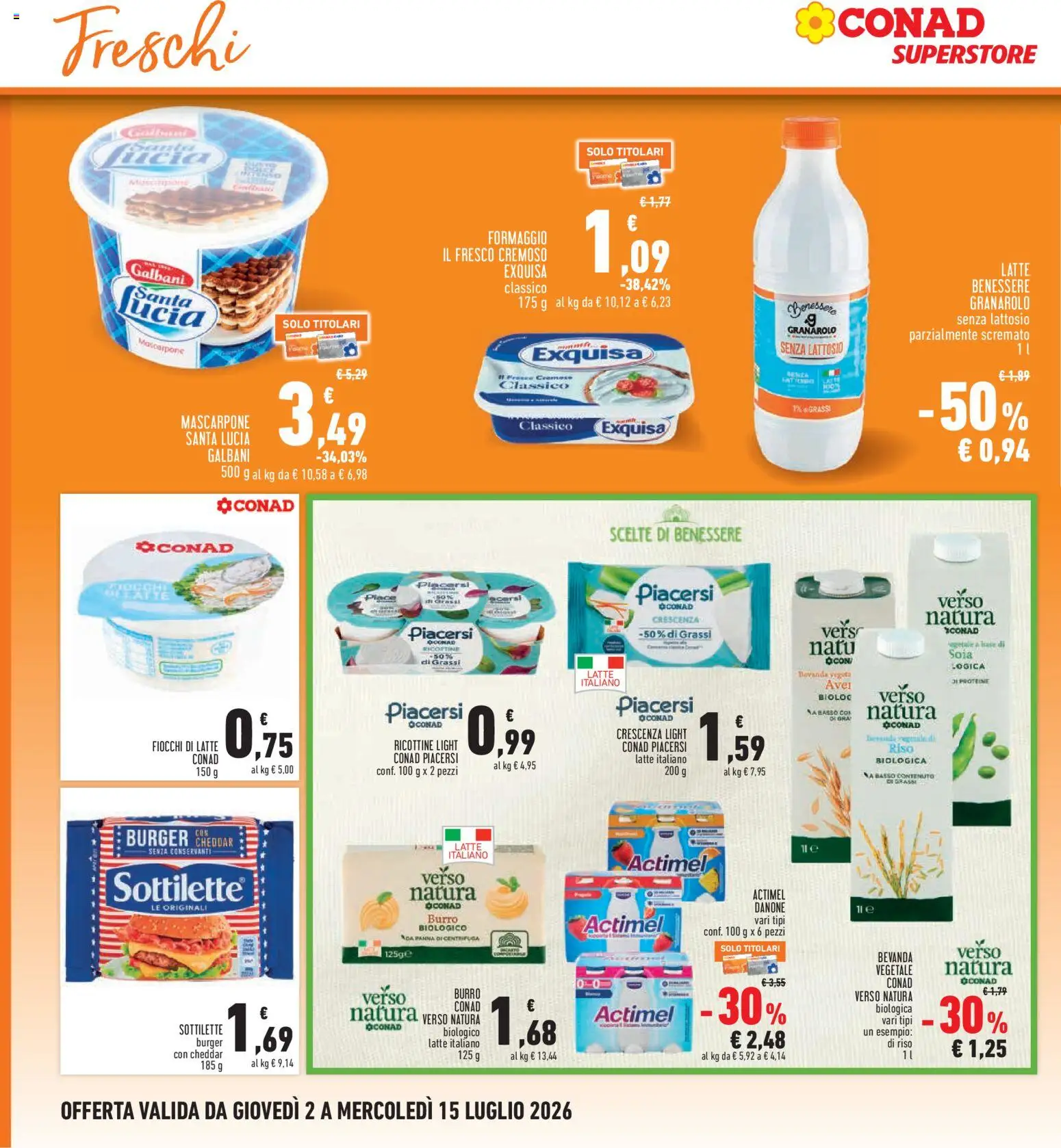 Volantino Conad del 02/07/2026 | Pagina: 10 | Prodotti: Riso, Latte, Formaggio, Mascarpone