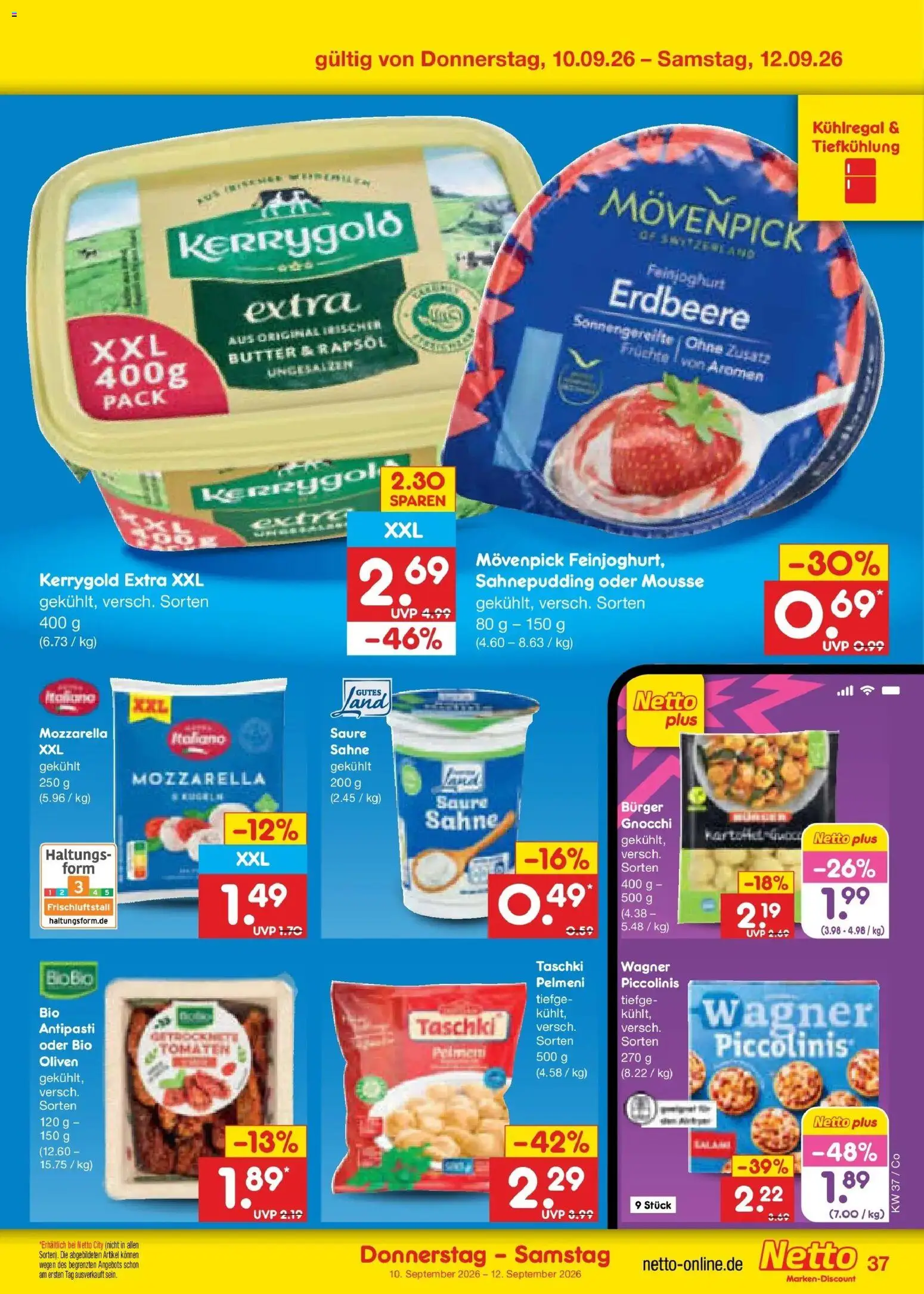 Netto Marken-Discount Prospekt Leipzig – gültig ab 07.09.2026 | Seite: 53 | Produkte: Rapsöl, Burger, Piccolinis, Sahne