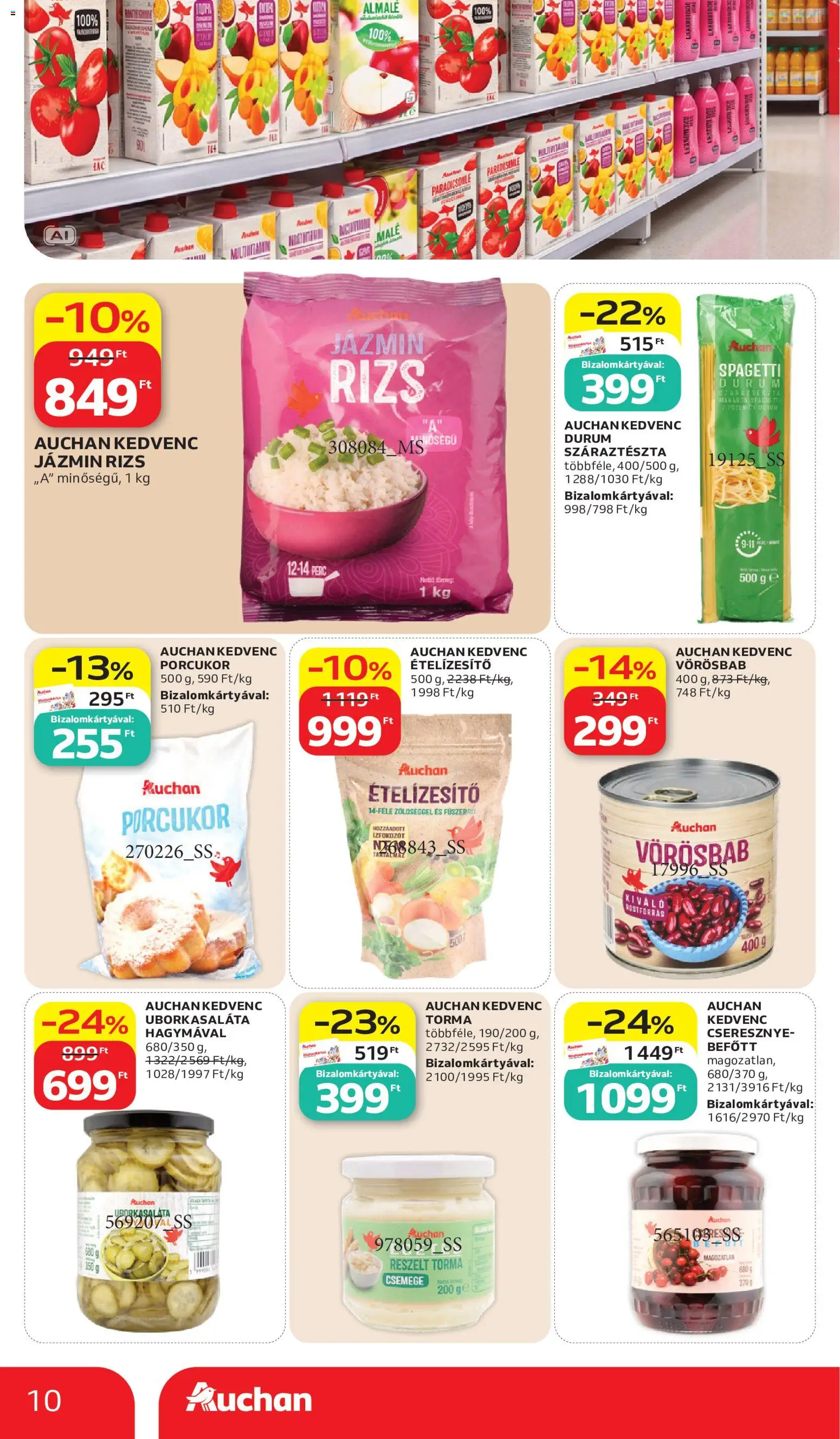 Auchan akciós ujság - amely érvényes a következő dátumtól: 2026.10.15. | Oldal: 10 | Termékek: Spagetti, Jázmin rizs, Ételízesítő, Almalé