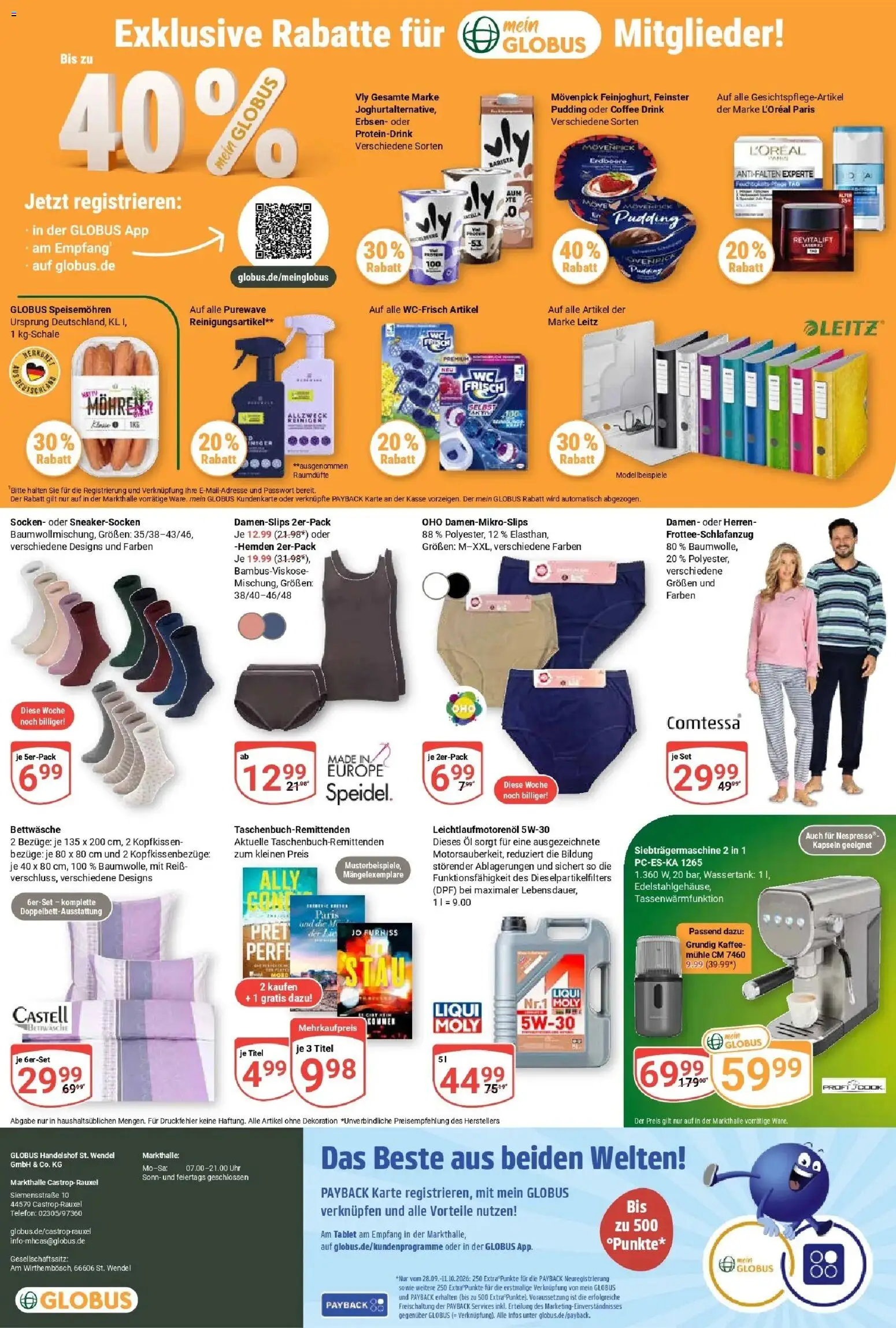 Globus Prospekt Castrop-Rauxel (ab 28.09.2026) » Angebote online | Seite: 24 | Produkte: Mühle, Pudding, Socken, Telefon