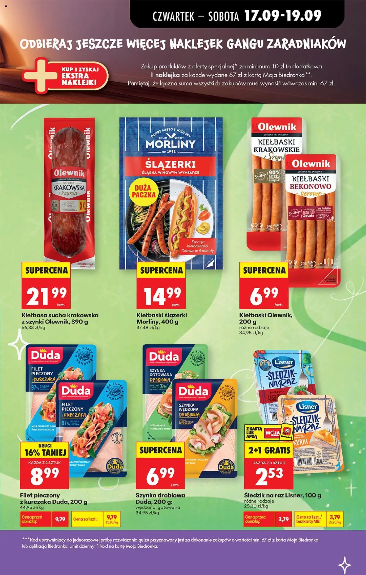 Biedronka gazetka od czwartku od 17.09.2026 | Strona: 26 | Produkty: Kiełbasa, Szynka drobiowa, Kurki, Szynka