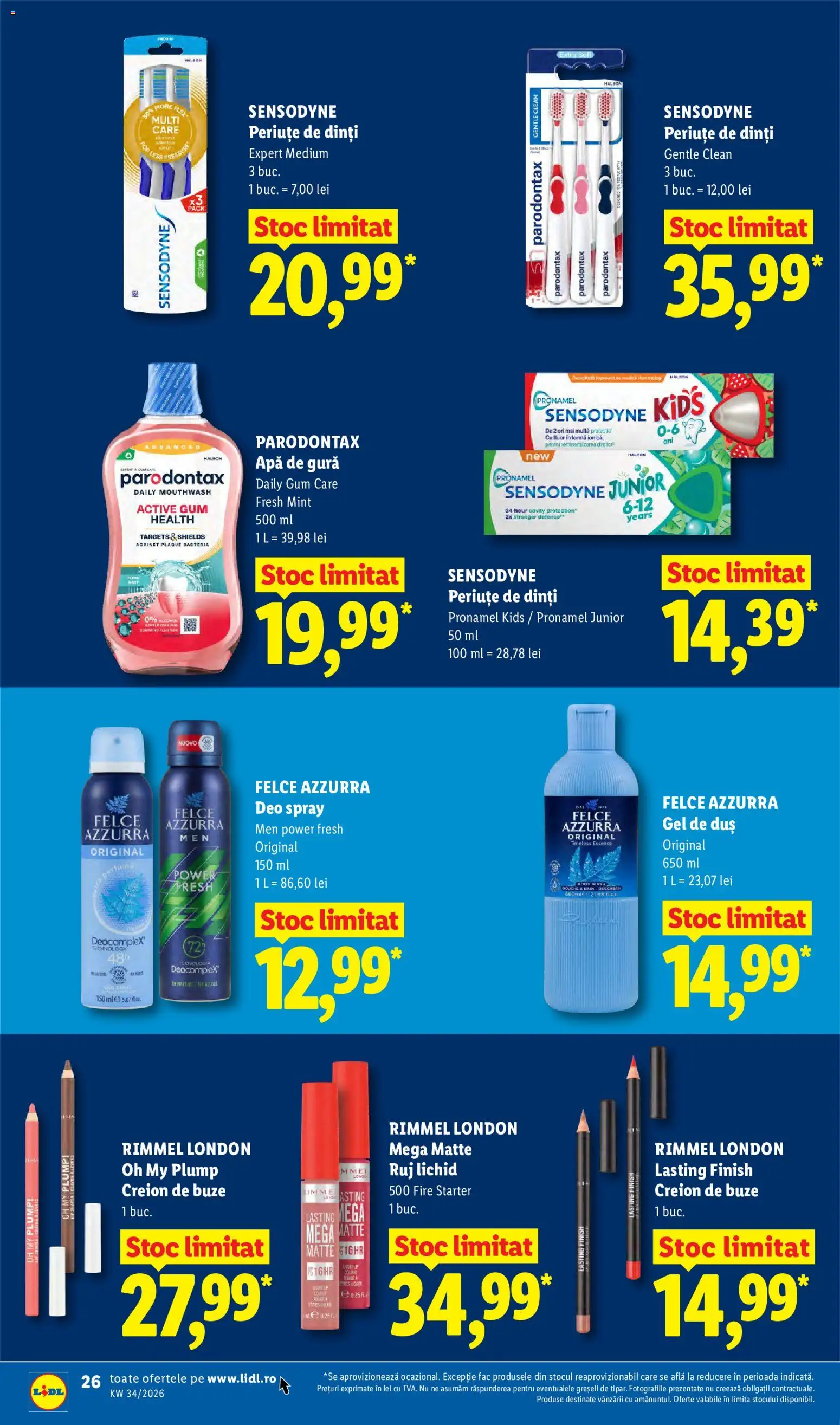 Noul catalog Lidl – valabil de la 17.08.2026 | Pagină: 26 | Produse: Clean, Active, Duș, Apă de gură