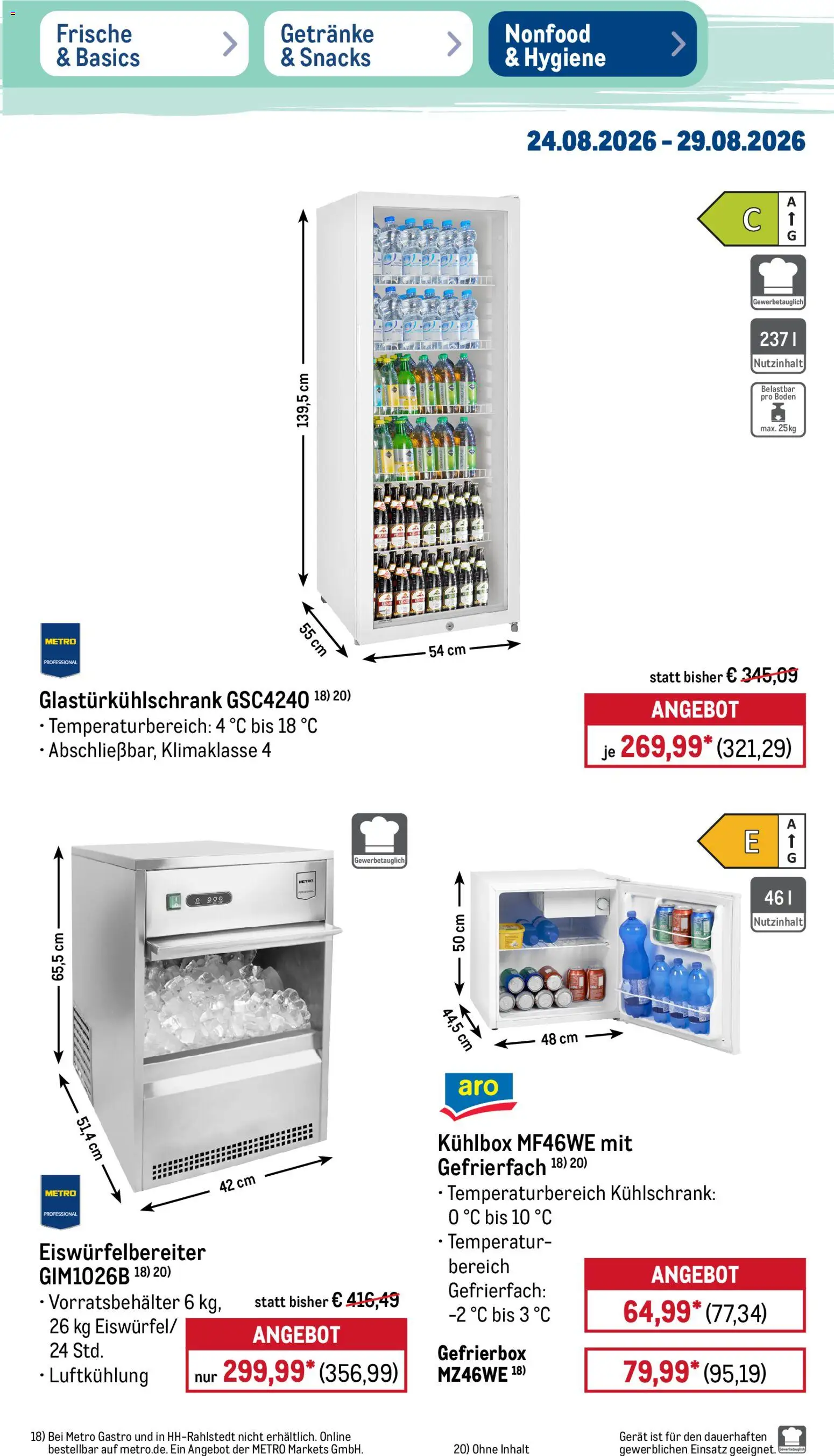 Metro NonFood-Angebote – gültig ab 24.08.2026 | Seite: 6 | Produkte: Kühlschrank