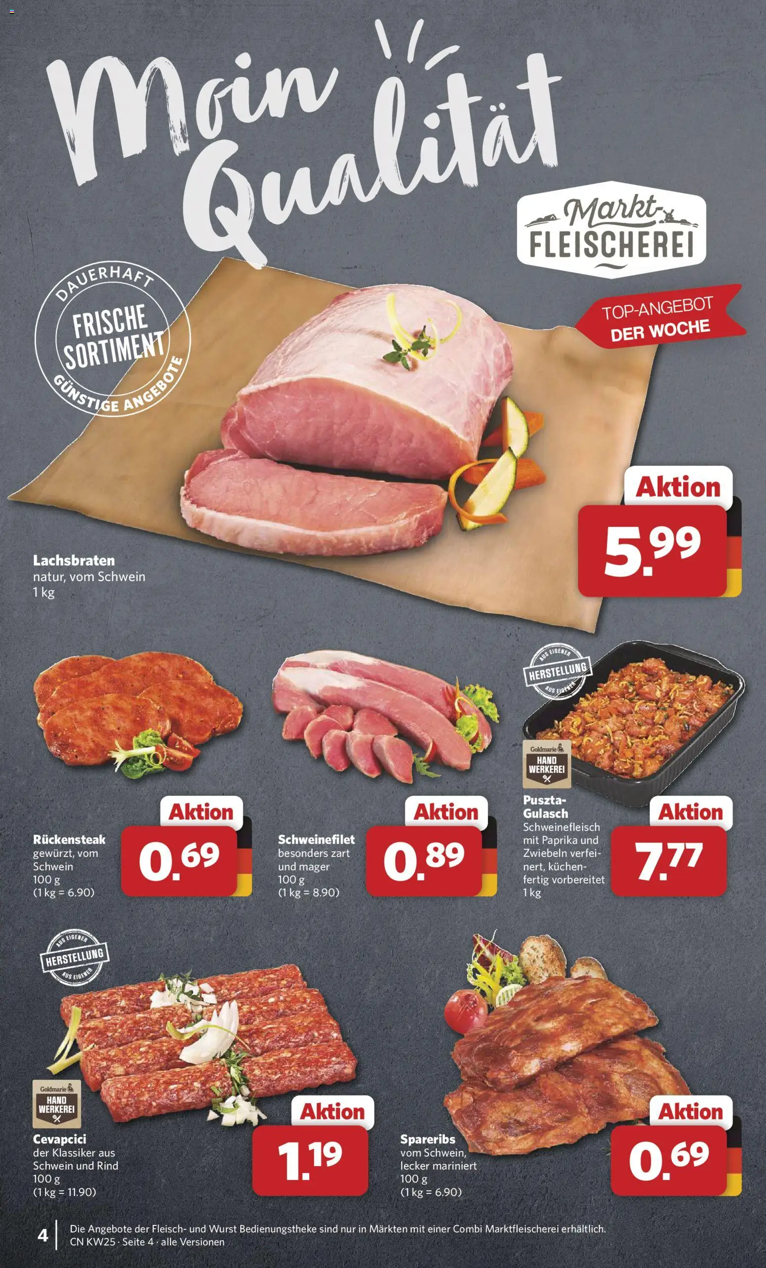 Combi Prospekt – gültig ab 15.06.2026 | Seite: 4 | Produkte: Schweinefilet, Paprika, Kuchen, Fleisch
